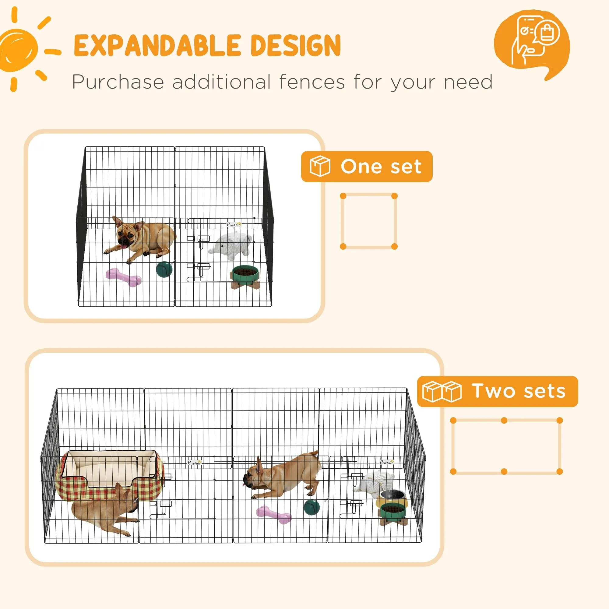 PawHut Recinto per Cani da Esterno e Interno con Porta 61 x 61cm Nero - immagine 8