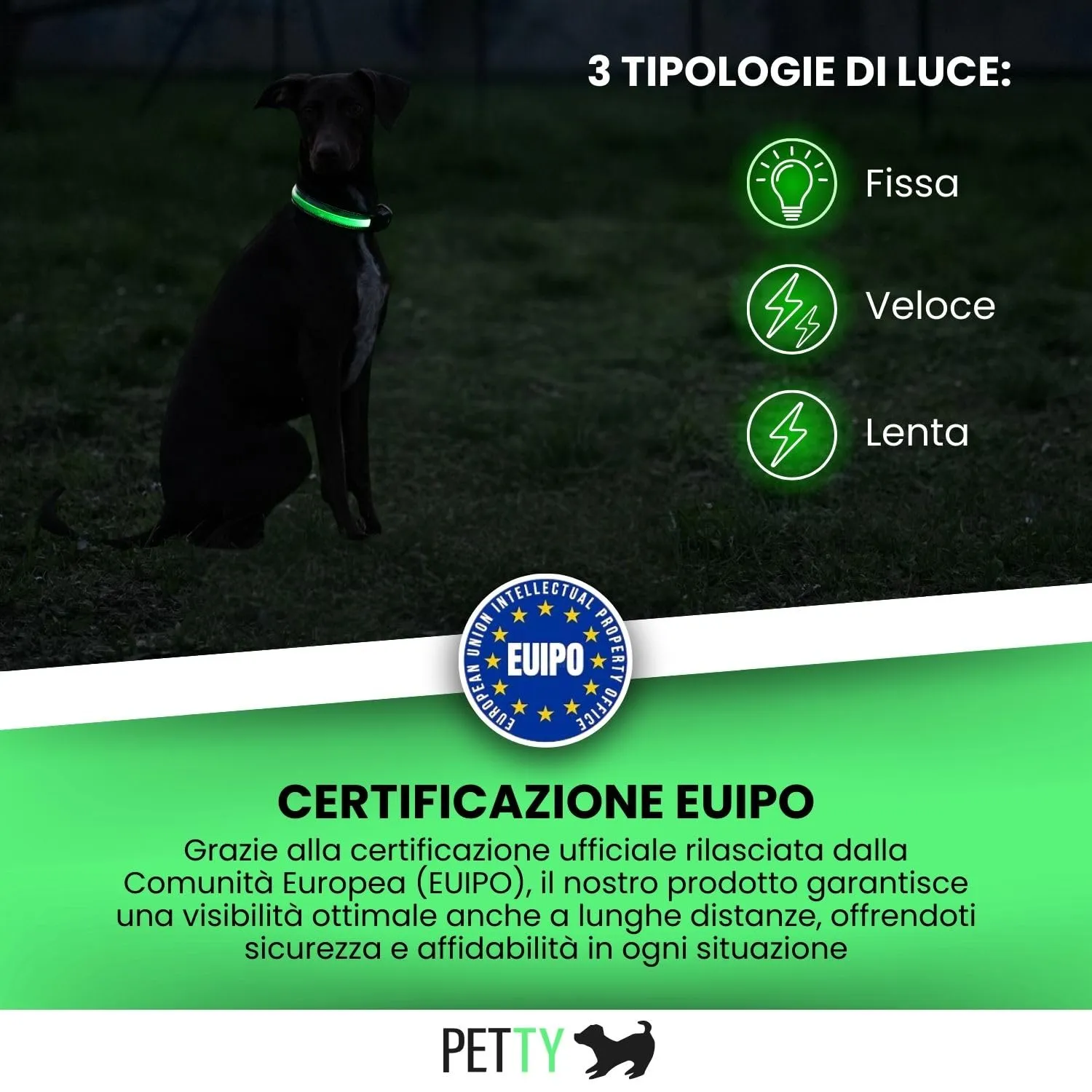 PETTY Collare Luminoso per Cani REGOLABILE LED - Collarino TRASPIRANTE RICARICABILE Usb, Chiusura Regolabile e Bottone di Sicurezza Antistrozzo - Cani Taglia Piccola Media e Grande S rosso - immagine 6