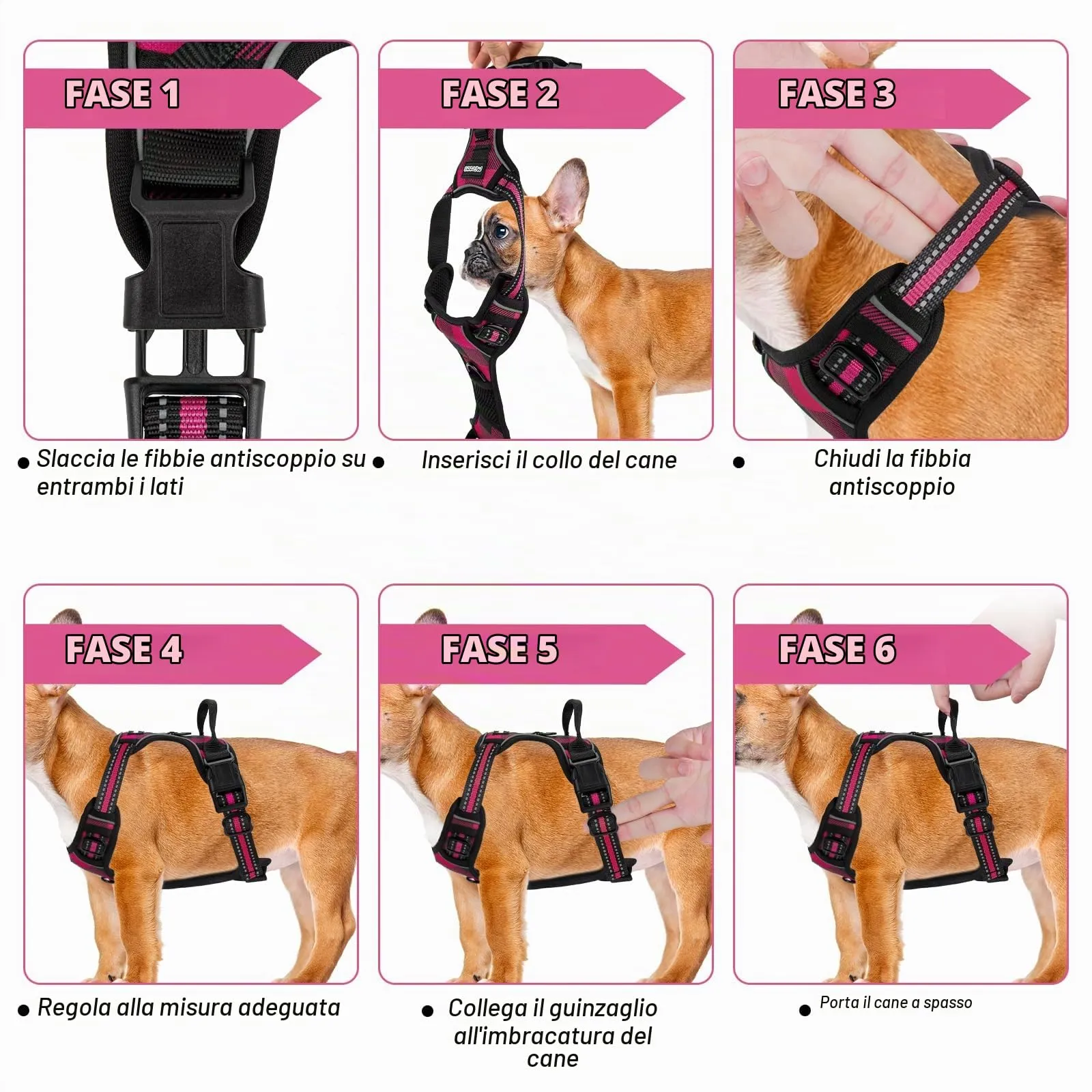 SIBOTER Imbracatura per Cani, Pettorina Anti Trazione, Riflettente, con Guinzaglio, per Allenamento all'aperto (Plaid Rosso, S) - immagine 5