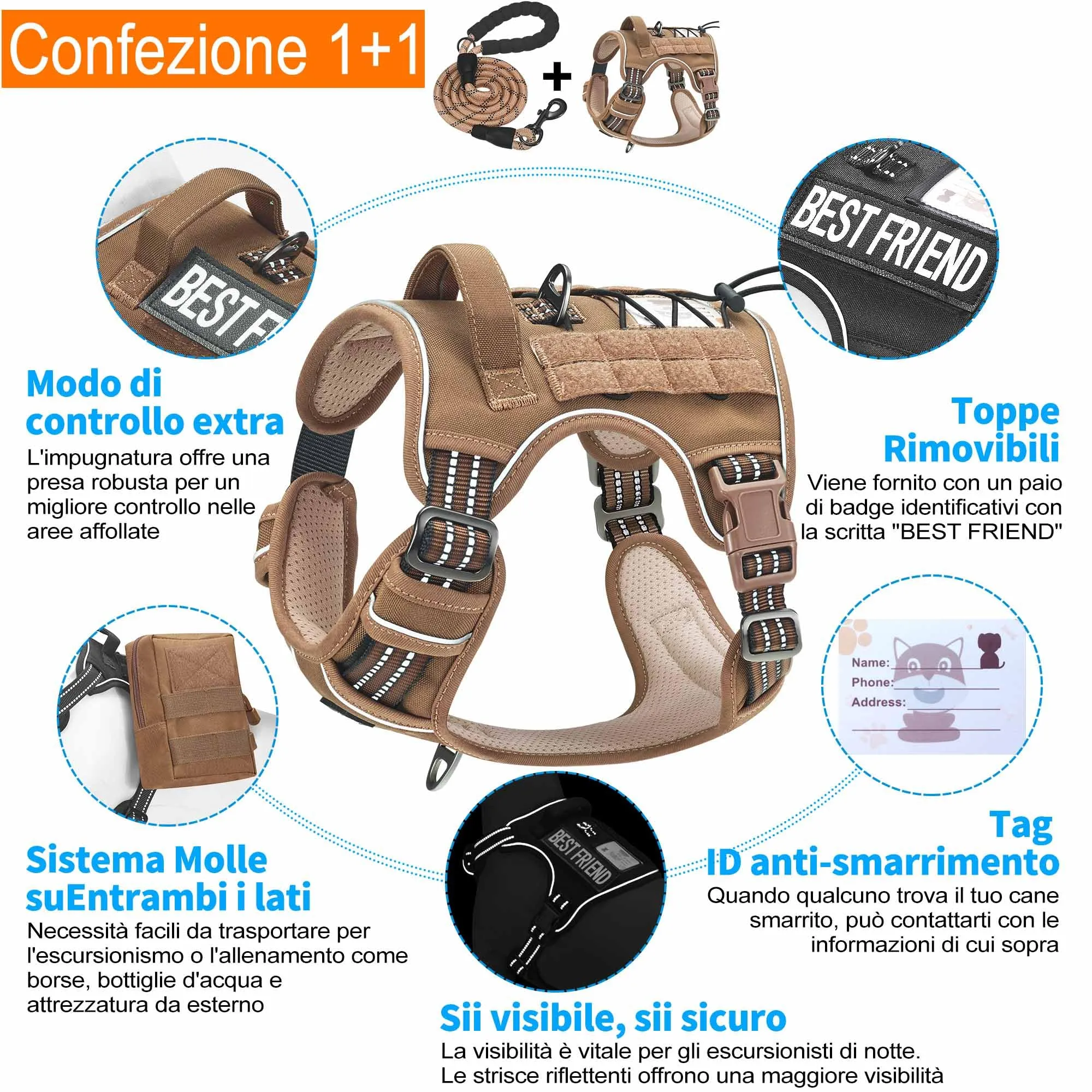 Haapaw - Pettorina tattica heavy duty per cani di grossa taglia, anti-tiro, regolabile, riflettente, per addestramento e servizio, facile da controllare, gilet militare per cani da lavoro - immagine 4