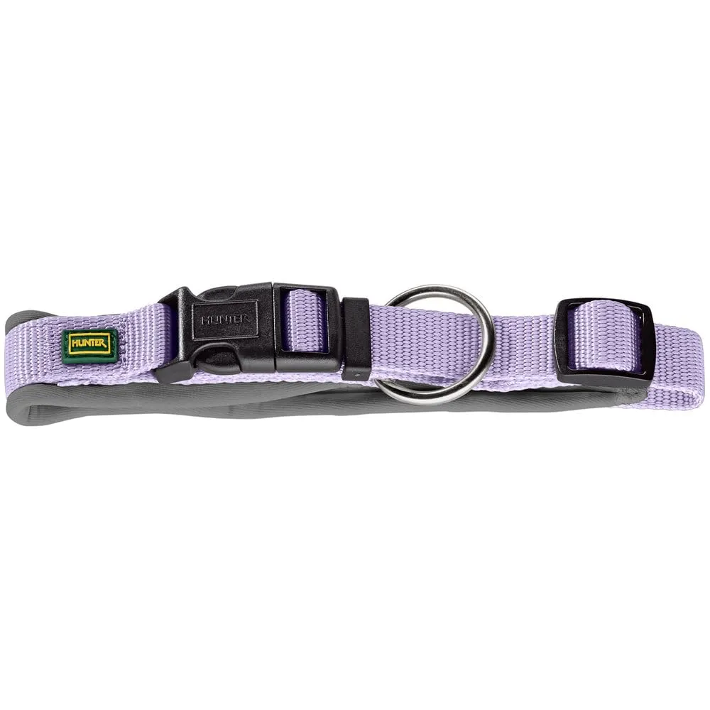 HUNTER Neopen Vario Plus, collare per cani, colore: lavanda/grigio, nylon resistente, morbida imbottitura in neoprene, regolabile in modo continuo, con scarico della trazione, facile da pulire, - immagine 1