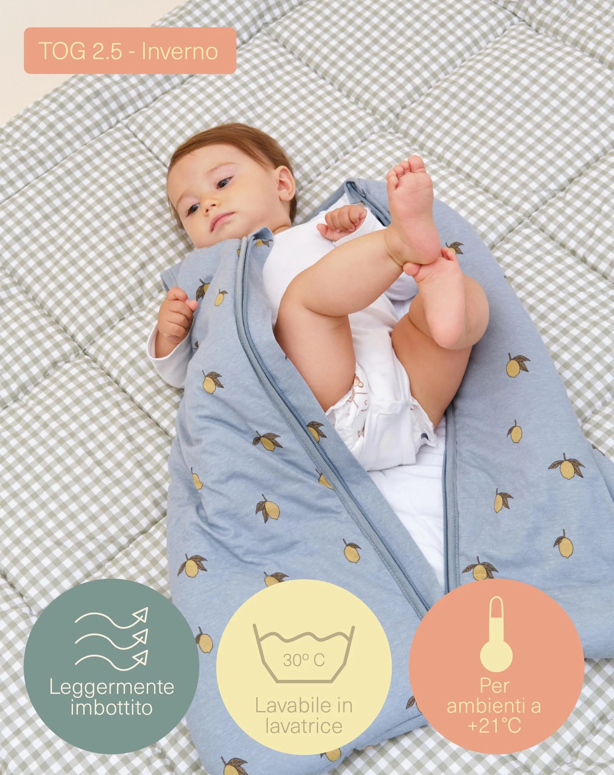molis&co - Sacco Nanna - Sacco nanna invernale per Neonati e Bambini - Sacchi Nanna 2.5 tog - 100% Cotone (Oeko-TEX 100) - Colima (6 a 18 mesi) - immagine 4