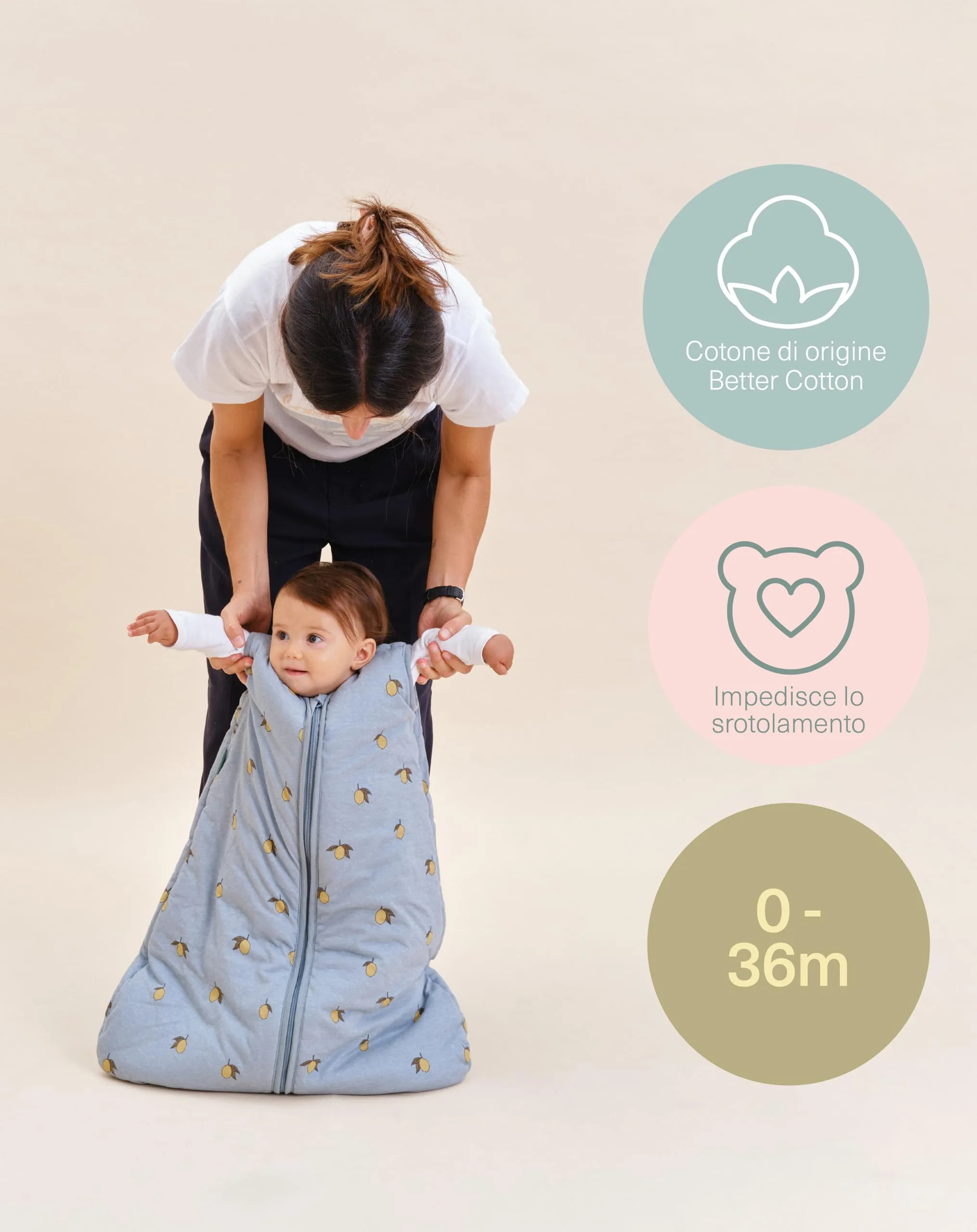 molis&co - Sacco Nanna - Sacco nanna invernale per Neonati e Bambini - Sacchi Nanna 2.5 tog - 100% Cotone (Oeko-TEX 100) - Colima (6 a 18 mesi) - immagine 5