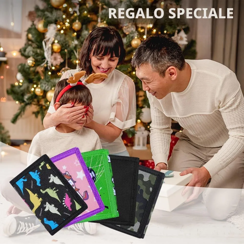 Aucuu Portafoglio per Bambini Con Cinghie per Collo, Tre Ante, Motivo Unicorno, Mini Pieghevole, Cartoon per Ragazzi e Ragazze - immagine 6