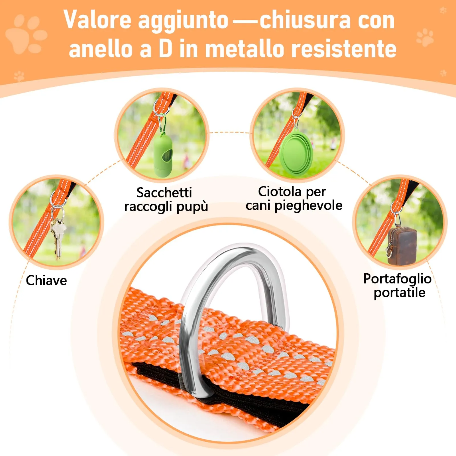 X XBEN Guinzaglio Addestramento per Cani, 50M Lunghina Leggera per Cane, Con Impugnatura Comfort e Fibbia a D, per Tutti i Cani, ideale per Addestramento di Rchiamo, Parchi, Escursioni e Campeggio - immagine 5