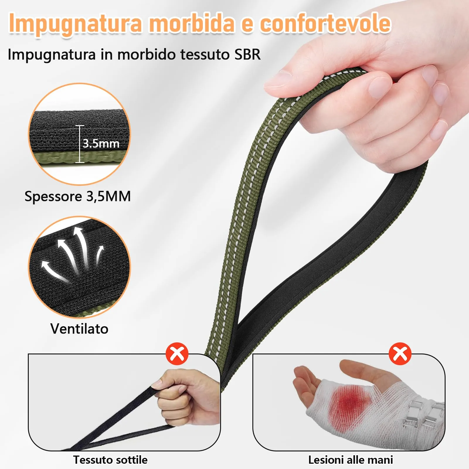 X XBEN Guinzaglio Addestramento Resistente e Leggero 20 Metri, Con Impugnatura Comfort e Fibbia a D per Cani, Allenamento e Corsa - immagine 4