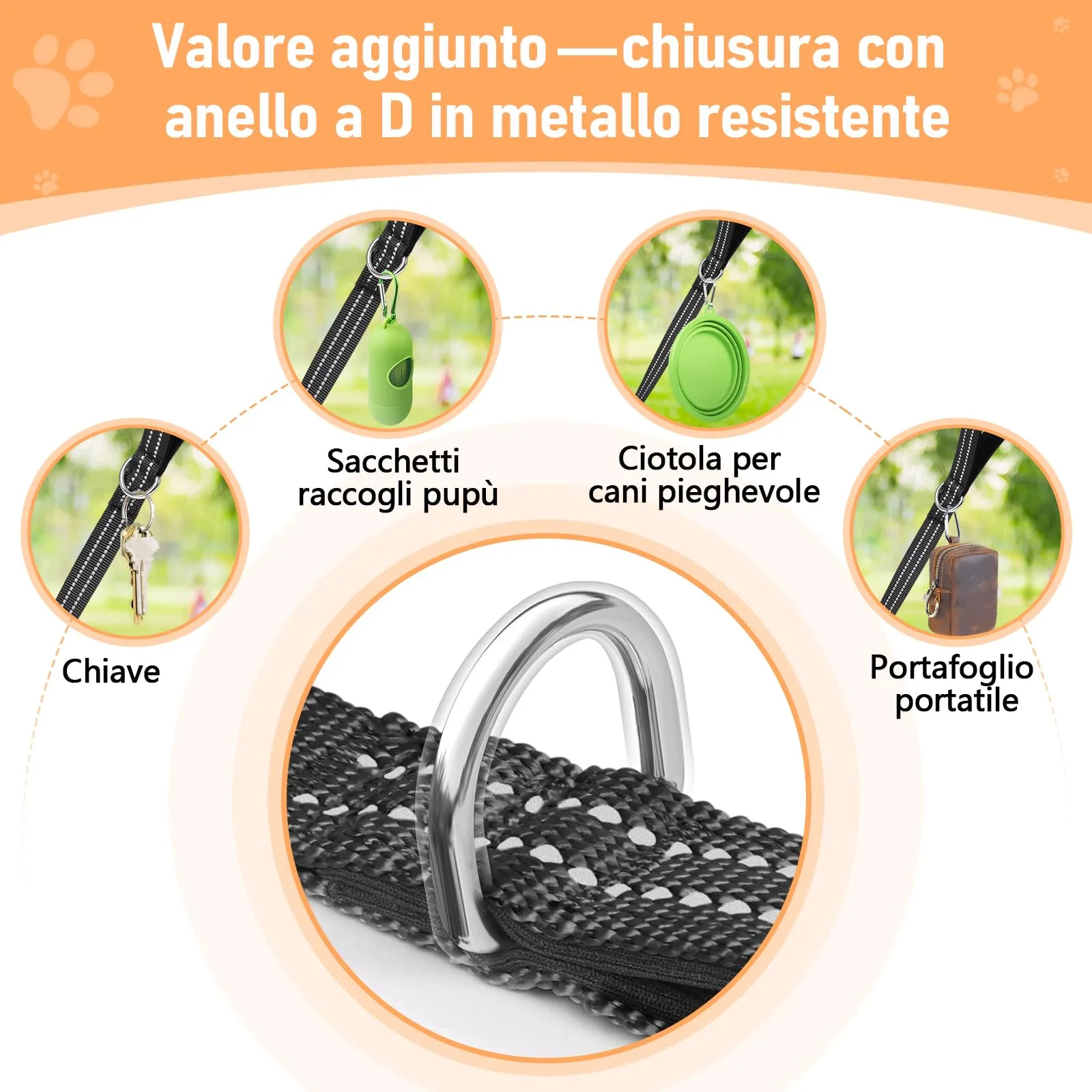 X XBEN Guinzaglio Addestramento per Cani, 20M Lunghina Leggera per Cane, Con Impugnatura Comfort e Fibbia a D, per Tutti i Cani, ideale per Addestramento di Richiamo, Parchi, Escursioni e Campeggio - immagine 5