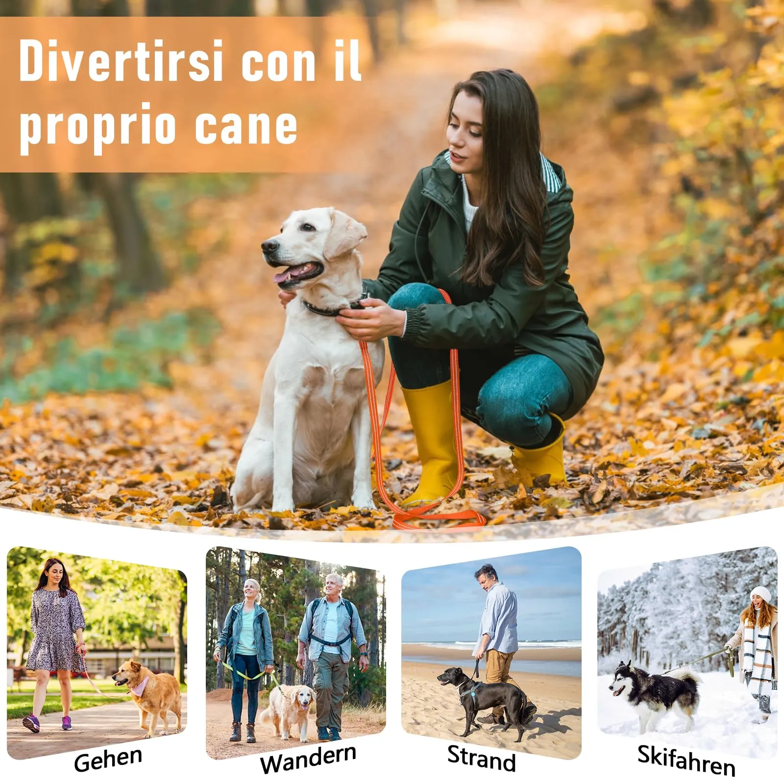 X XBEN Guinzaglio Addestramento per Cani, 15M Lunghina Leggera per Cane, Con Impugnatura Comfort e Fibbia a D, per Tutti i Cani, ideale per Addestramento di Rchiamo, Parchi, Escursioni e Campeggio - immagine 7