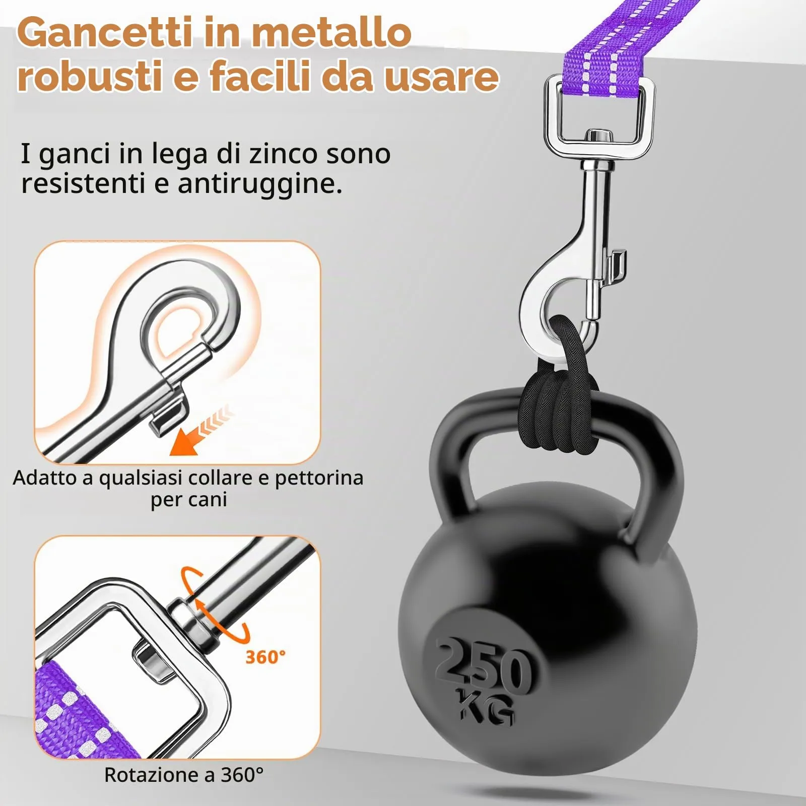 X XBEN Guinzaglio Addestramento per Cani Resistente e Leggero, Lunghina per Cane 5 Metri, Guinzaglio Con Impugnatura Comfort e fibbia a D, per Tutti i Cani per Allenamento - immagine 3
