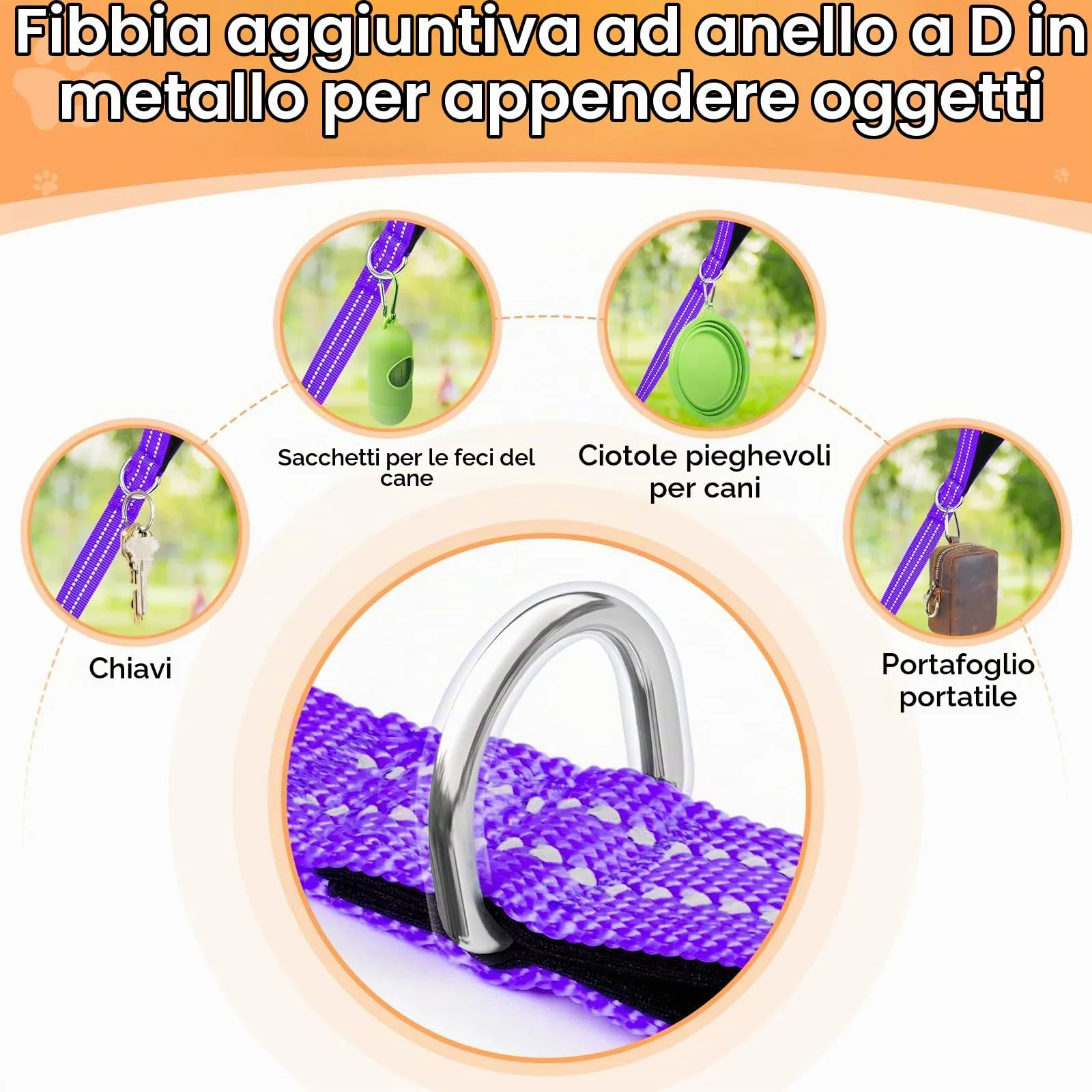 X XBEN Guinzaglio Addestramento per Cani Resistente e Leggero, Lunghina per Cane 5 Metri, Guinzaglio Con Impugnatura Comfort e fibbia a D, per Tutti i Cani per Allenamento - immagine 5