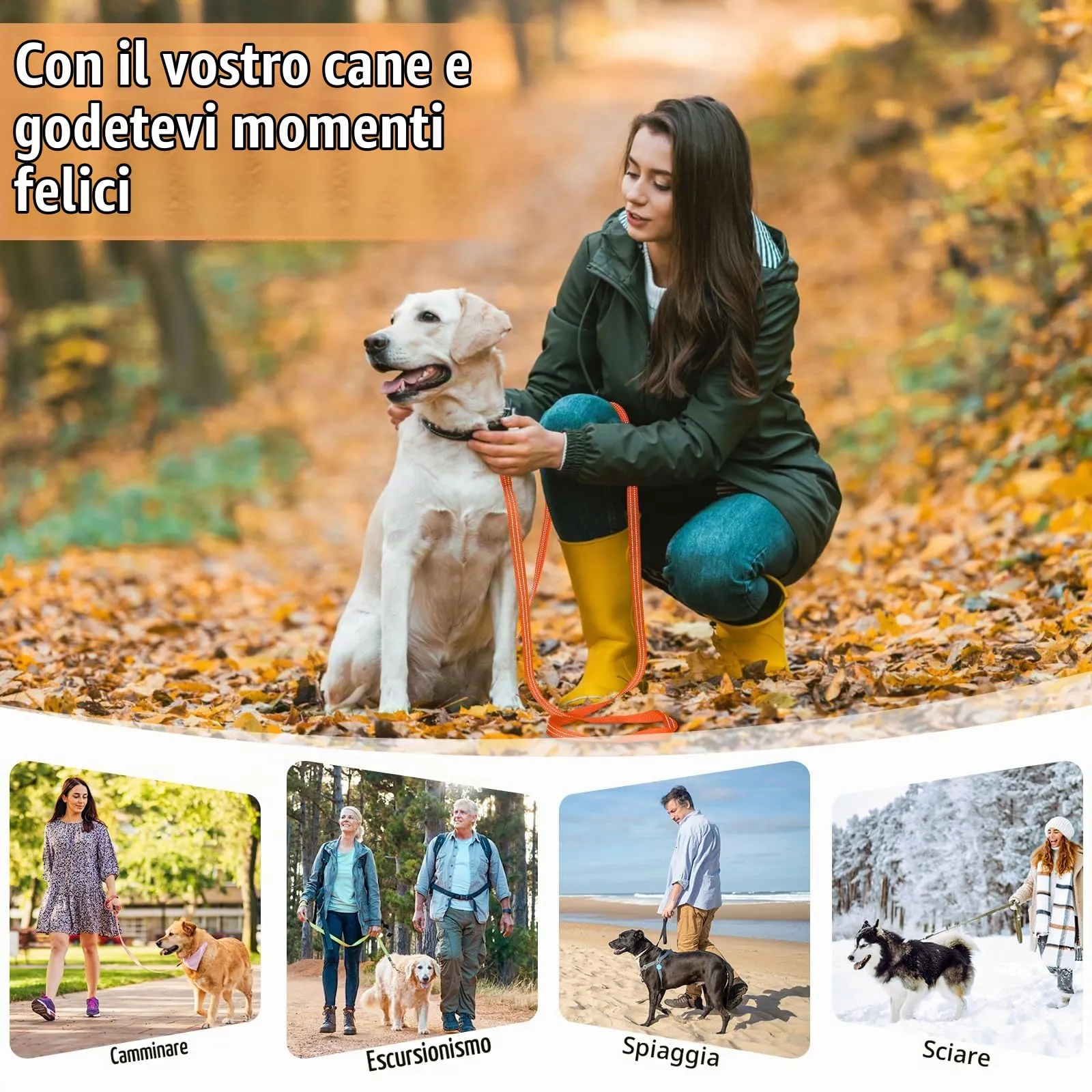 X XBEN Guinzaglio Addestramento per Cani Resistente e Leggero, Lunghina per Cane 5 Metri, Guinzaglio Con Impugnatura Comfort e fibbia a D, per Tutti i Cani per Allenamento - immagine 7