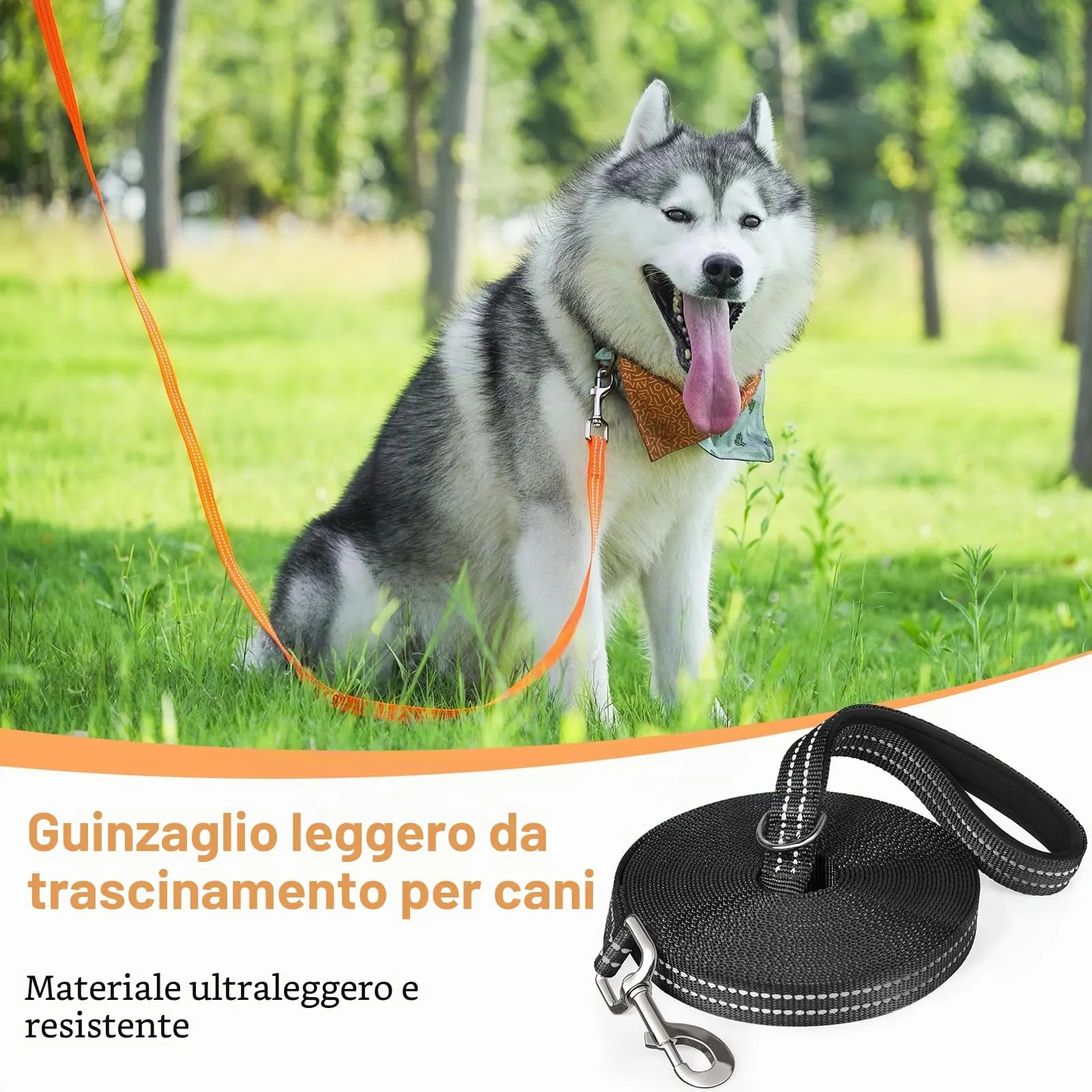 X XBEN Guinzaglio Addestramento per Cani Resistente e Leggero, Lunghina per Cane 1,5 Metri, Guinzaglio Con Impugnatura Comfort e fibbia a D, per Tutti i Cani per Allenamento - immagine 2