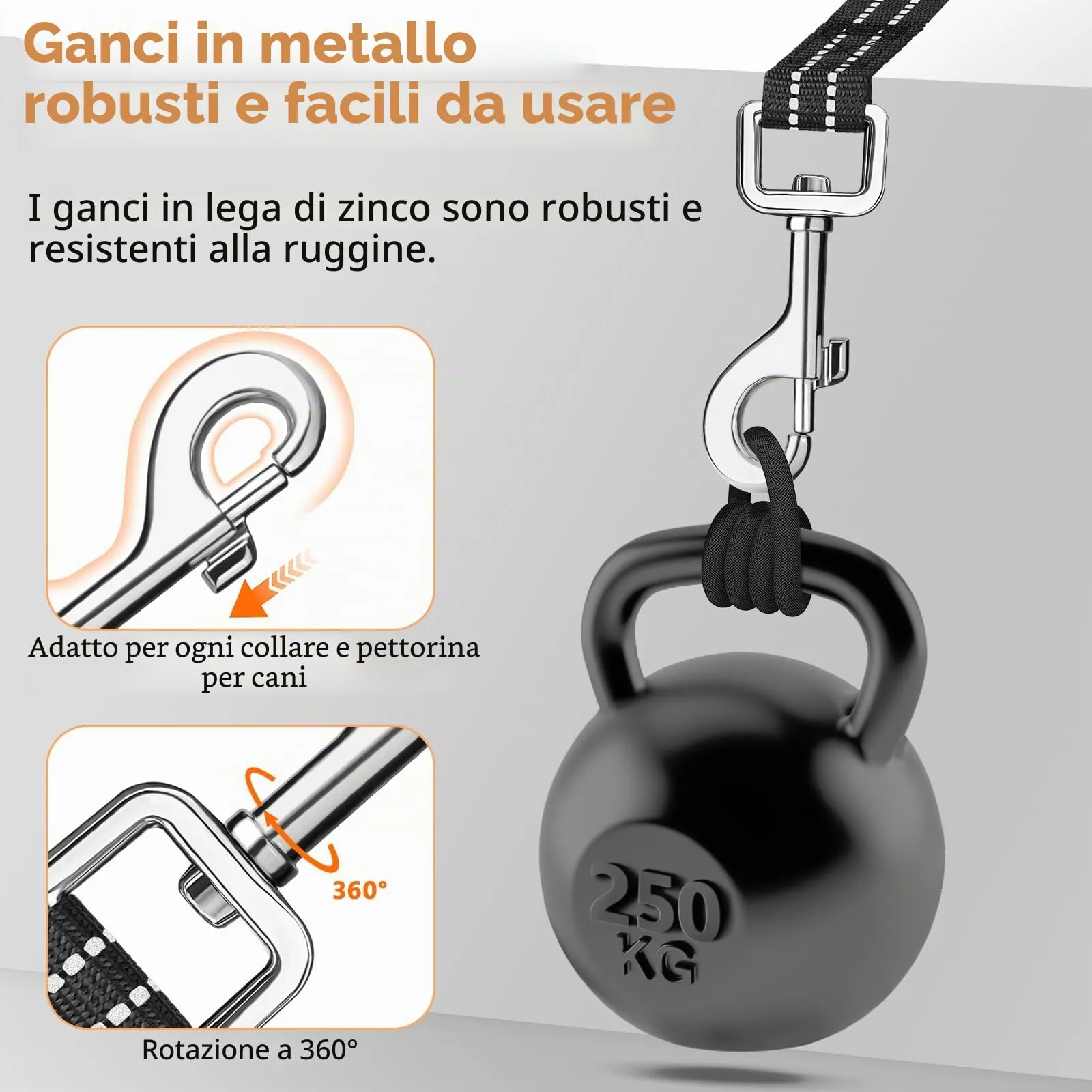 X XBEN Guinzaglio Addestramento per Cani Resistente e Leggero, Lunghina per Cane 1,5 Metri, Guinzaglio Con Impugnatura Comfort e fibbia a D, per Tutti i Cani per Allenamento - immagine 3
