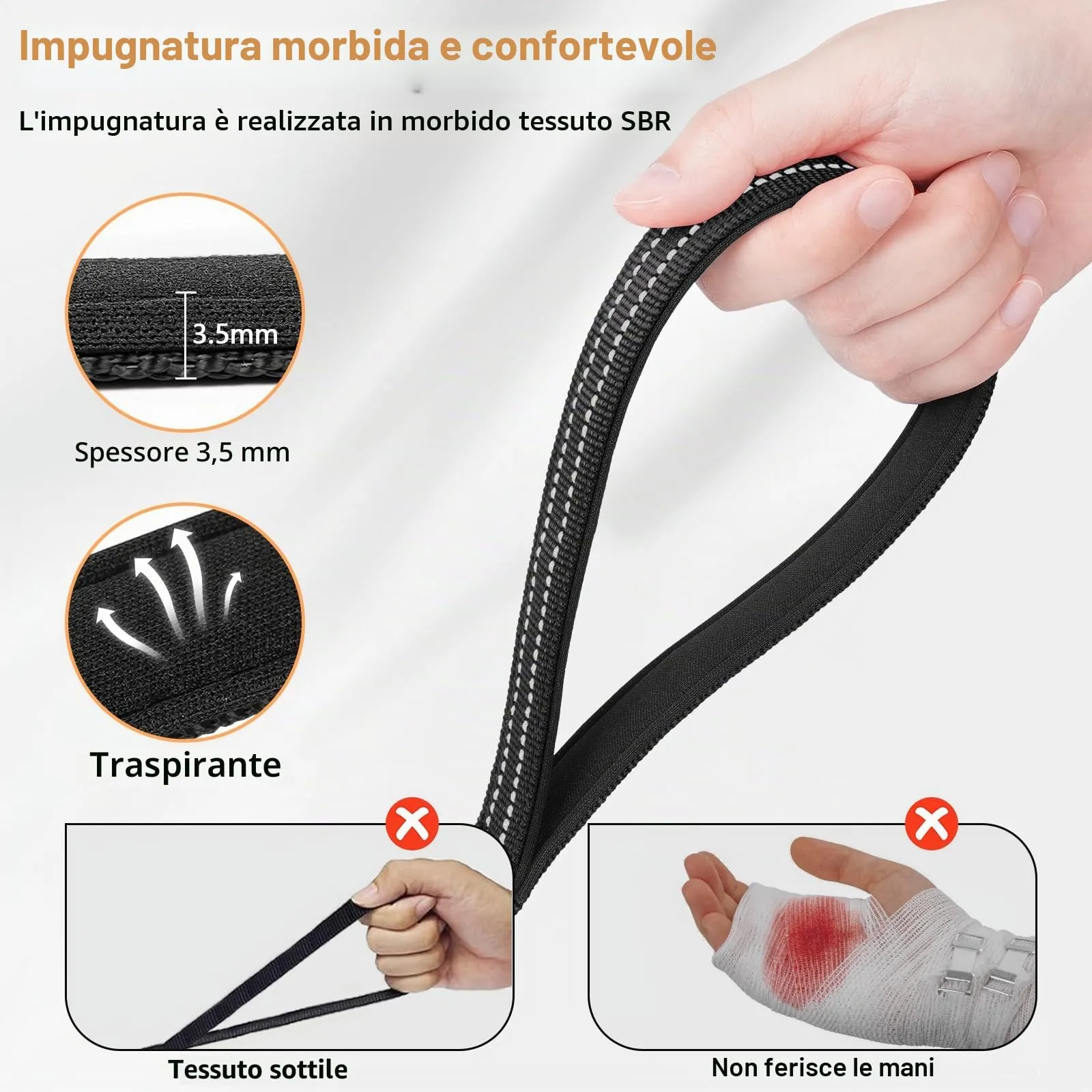 X XBEN Guinzaglio Addestramento per Cani Resistente e Leggero, Lunghina per Cane 1,5 Metri, Guinzaglio Con Impugnatura Comfort e fibbia a D, per Tutti i Cani per Allenamento - immagine 4