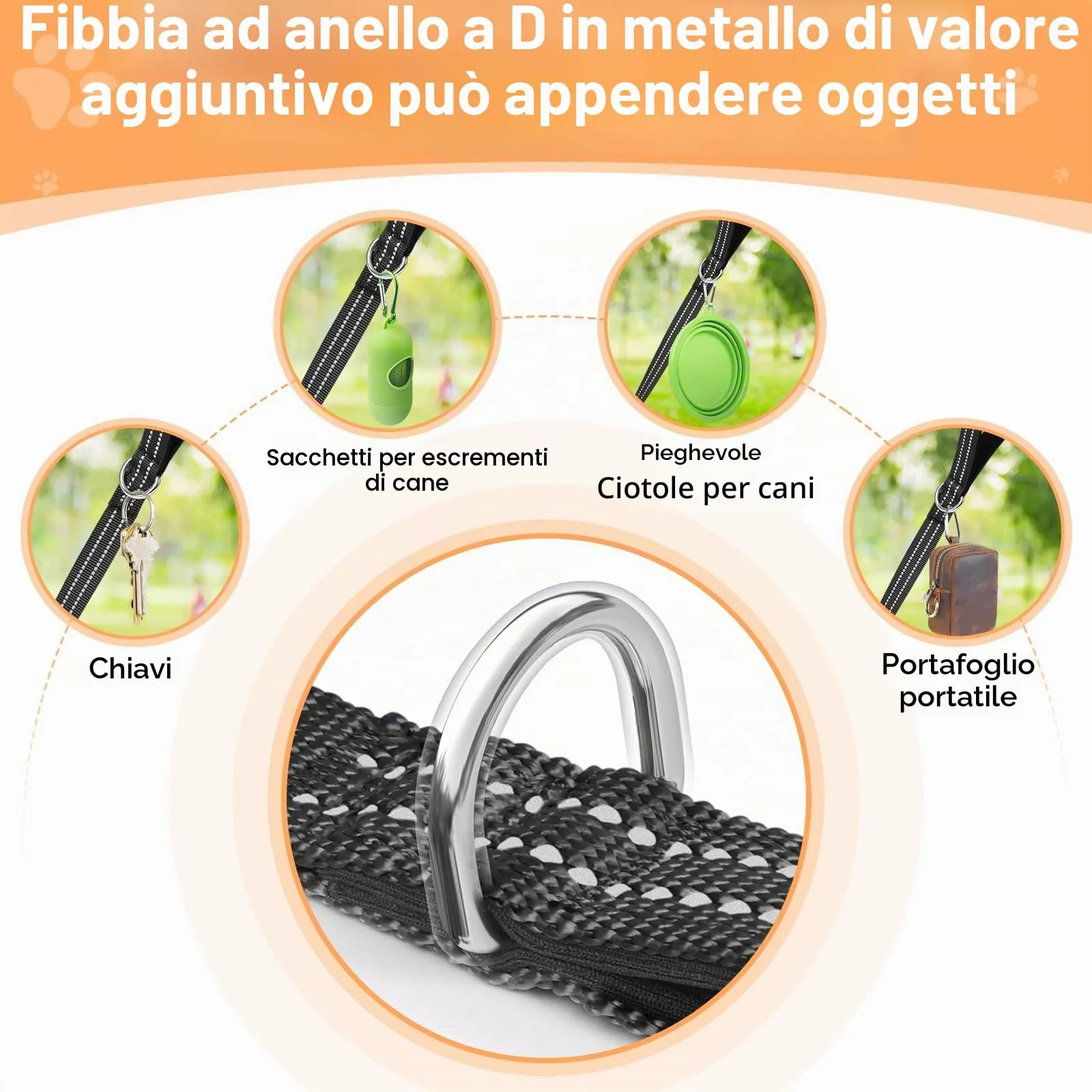 X XBEN Guinzaglio Addestramento per Cani Resistente e Leggero, Lunghina per Cane 1,5 Metri, Guinzaglio Con Impugnatura Comfort e fibbia a D, per Tutti i Cani per Allenamento - immagine 5