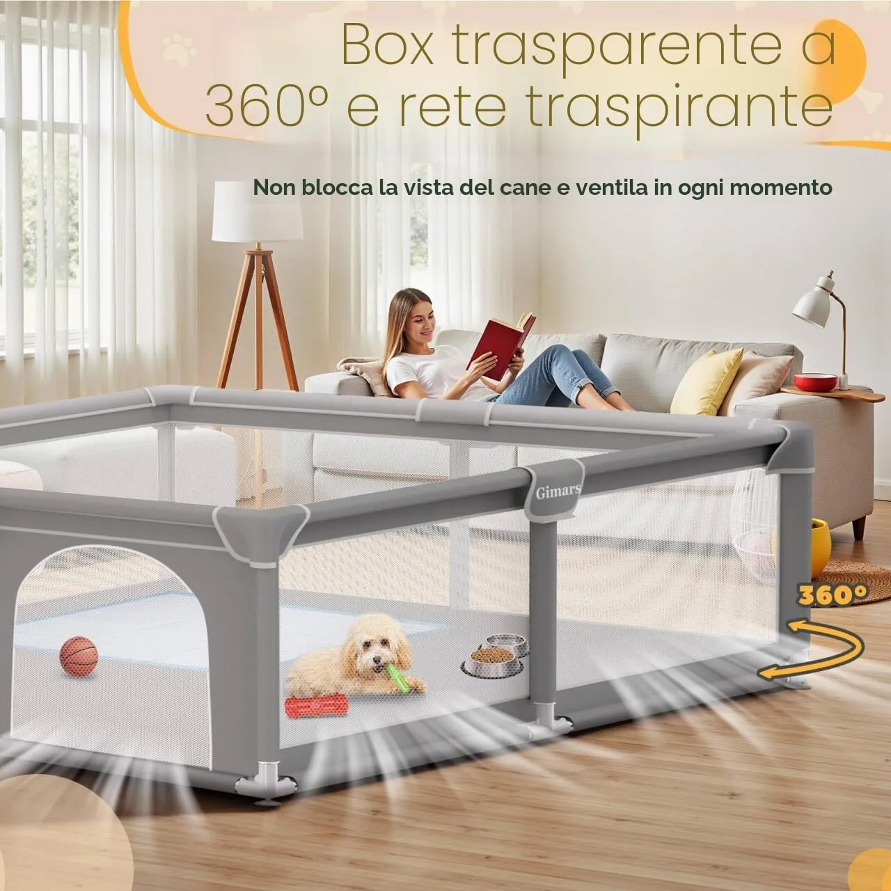 Recinto per Cuccioli 180 x 150 x 66 cm con Porta, per Cuccioli o Cani di Piccola Taglia, Box Robusto per Animali, Rete in Nylon Rinforzata, Uso Interno ed Esterno, Lavabile - immagine 4