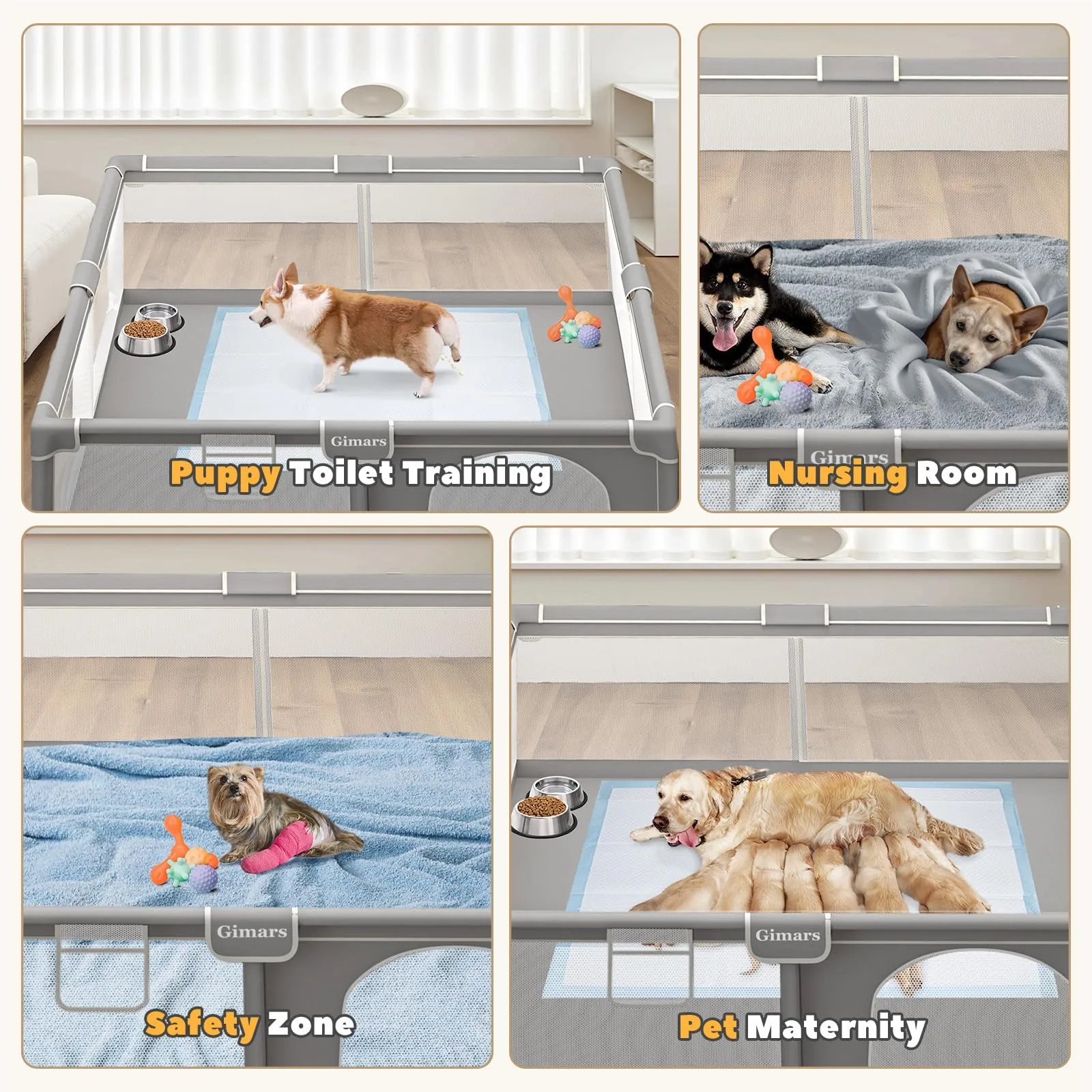 Recinto per Cuccioli 180 x 150 x 66 cm con Porta, per Cuccioli o Cani di Piccola Taglia, Box Robusto per Animali, Rete in Nylon Rinforzata, Uso Interno ed Esterno, Lavabile - immagine 7
