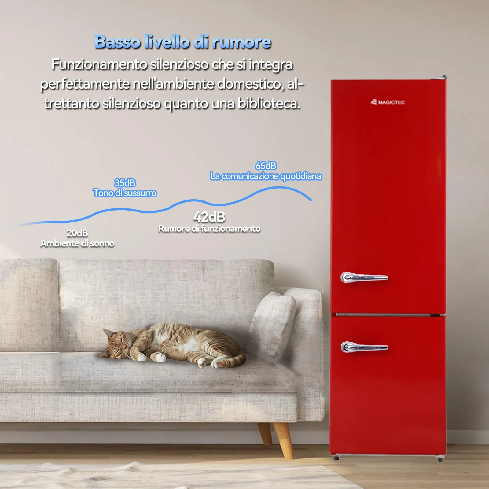 magictec Frigorifero in stile retrò con congelatore | 179 cm | 236 litri (168 l/68 l) | Total No Frost | Combinazione frigorifero-congelatore | Comandi elettronici | Allarme porta | Rosso - immagine 8