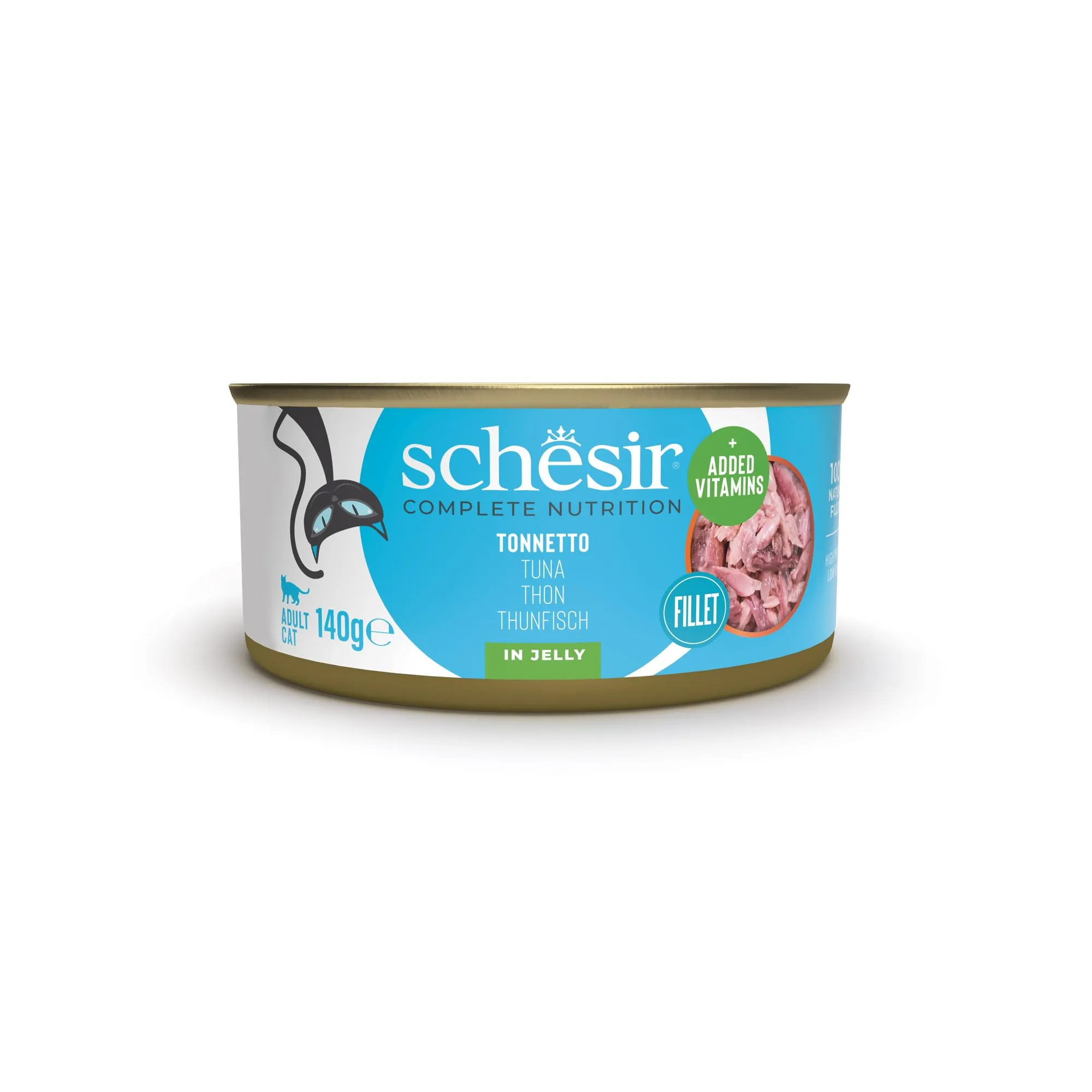 Schesir, Filetti di Tonnetto in Gelatina, Alimento Umido Completo per Gatti, in Lattina, Ingredienti 100% Naturali, Cruelty Free, 8 x 140g - immagine 3
