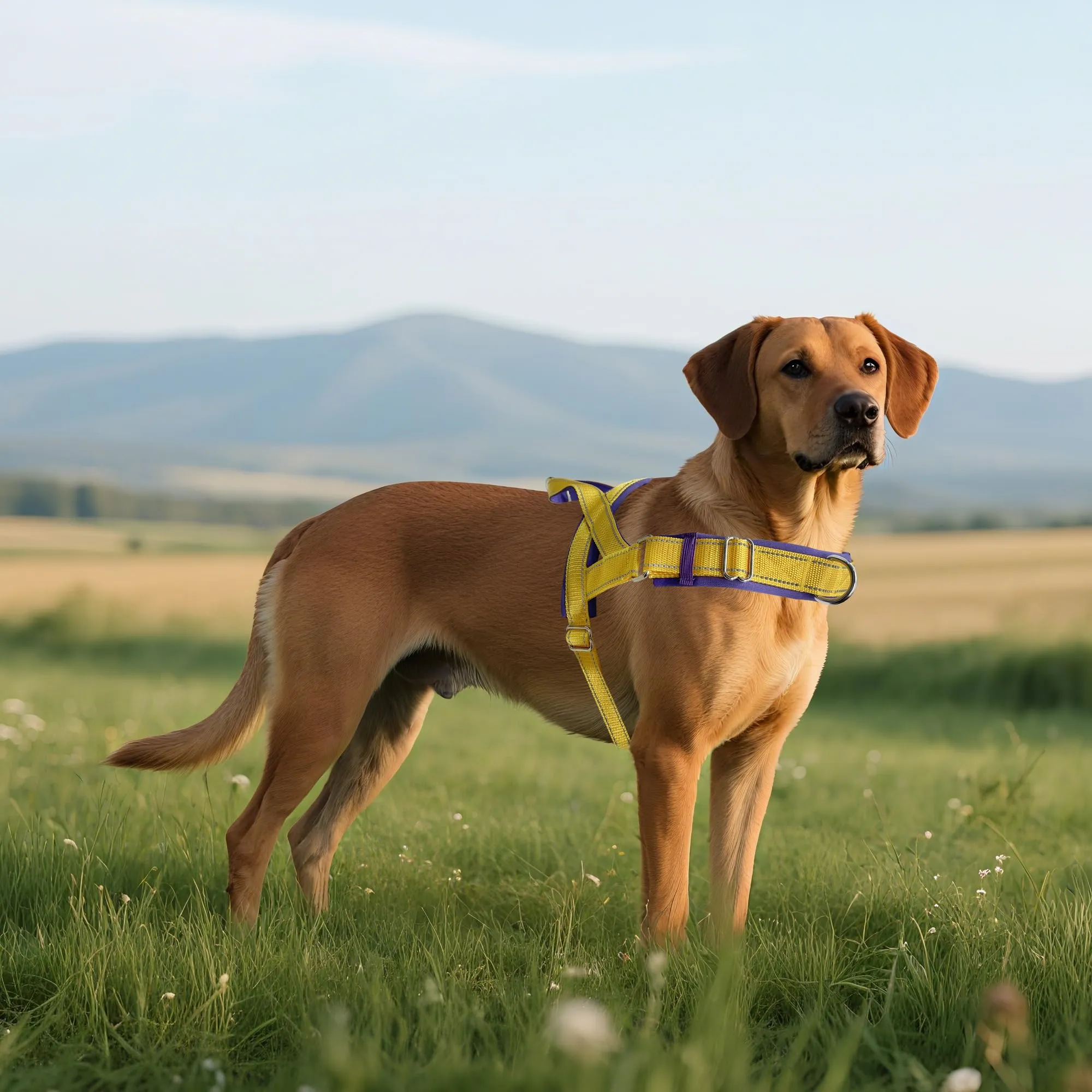 AIITLE Pettorina anti-tiro migliorata con impugnatura morbida imbottita, imbracatura per cuccioli con strisce riflettenti, per cani di piccola taglia Giallo-Viola XXS - immagine 7