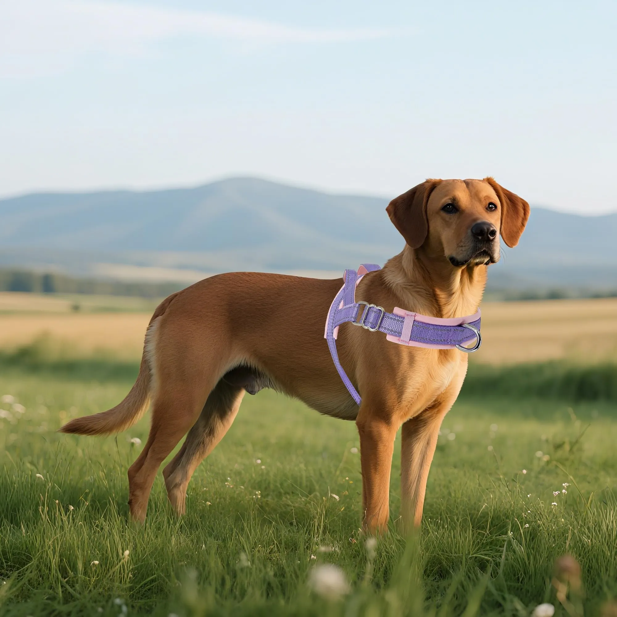 AIITLE Pettorina anti-tiro migliorata con impugnatura morbida imbottita, imbracatura per cuccioli con strisce riflettenti, per cani di piccola taglia Viola-Rosa XXS - immagine 4