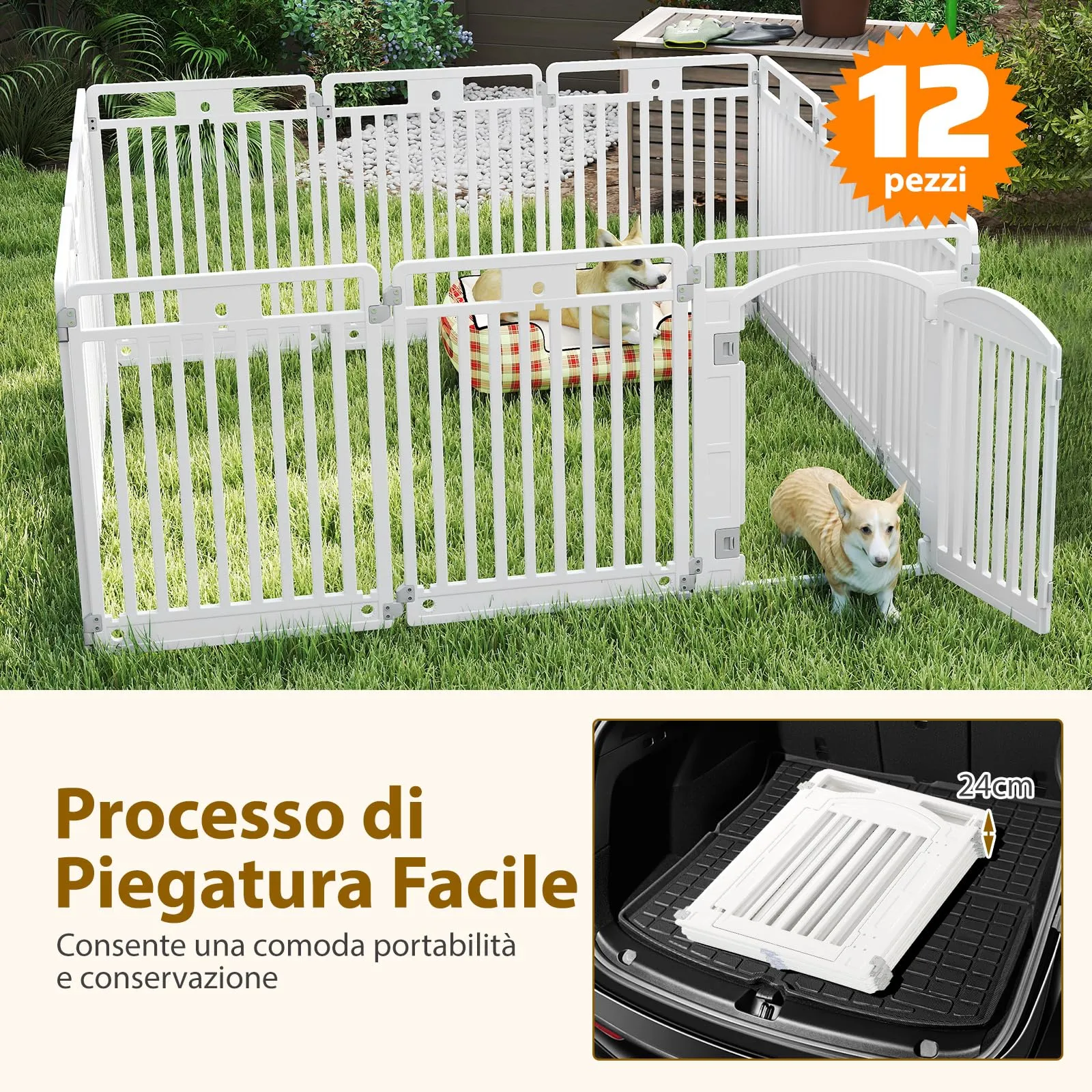 COSTWAY Recinto Pieghevole e Portatile per Cani a 6 Pannelli - immagine 6