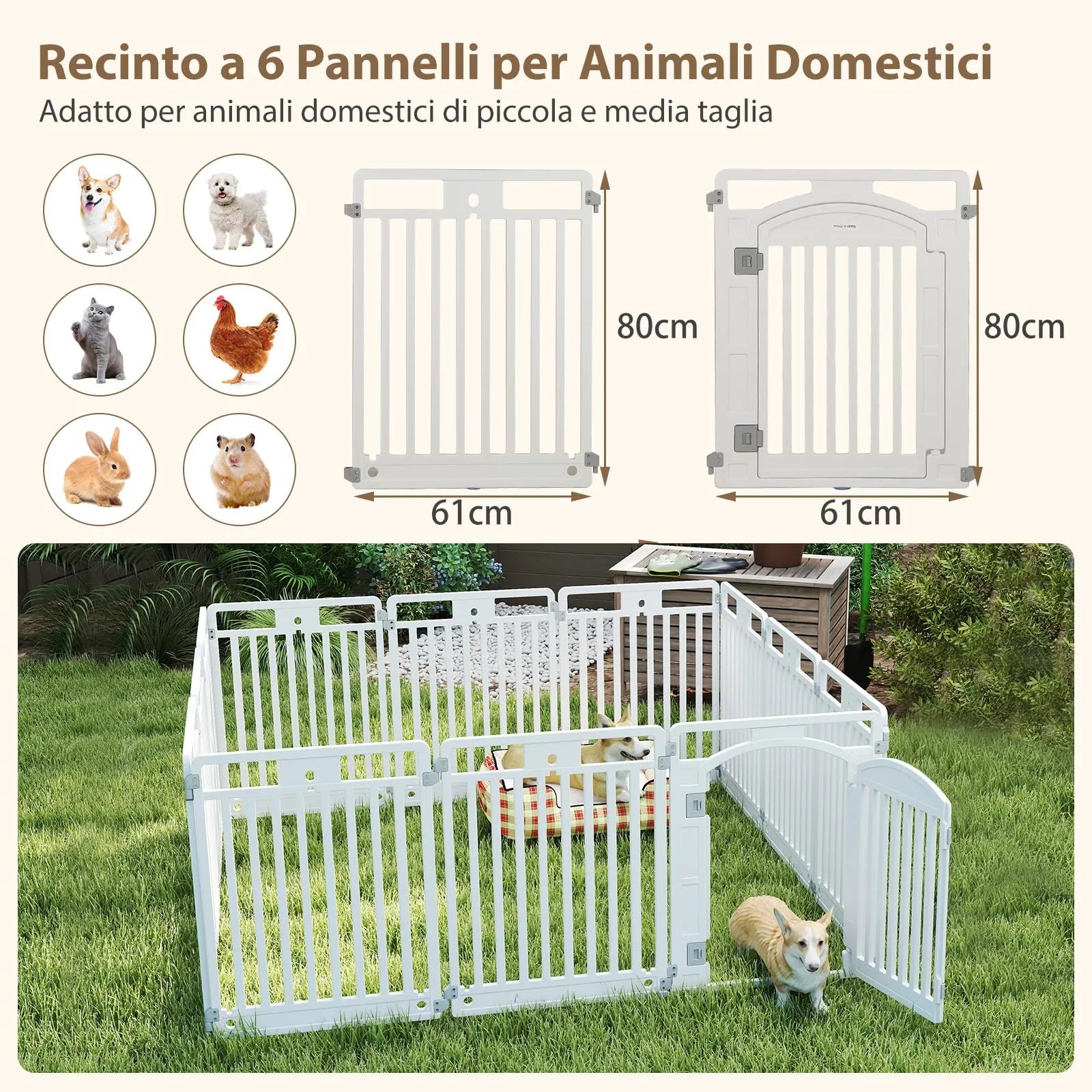 COSTWAY Recinto Pieghevole e Portatile per Cani a 6 Pannelli - immagine 8
