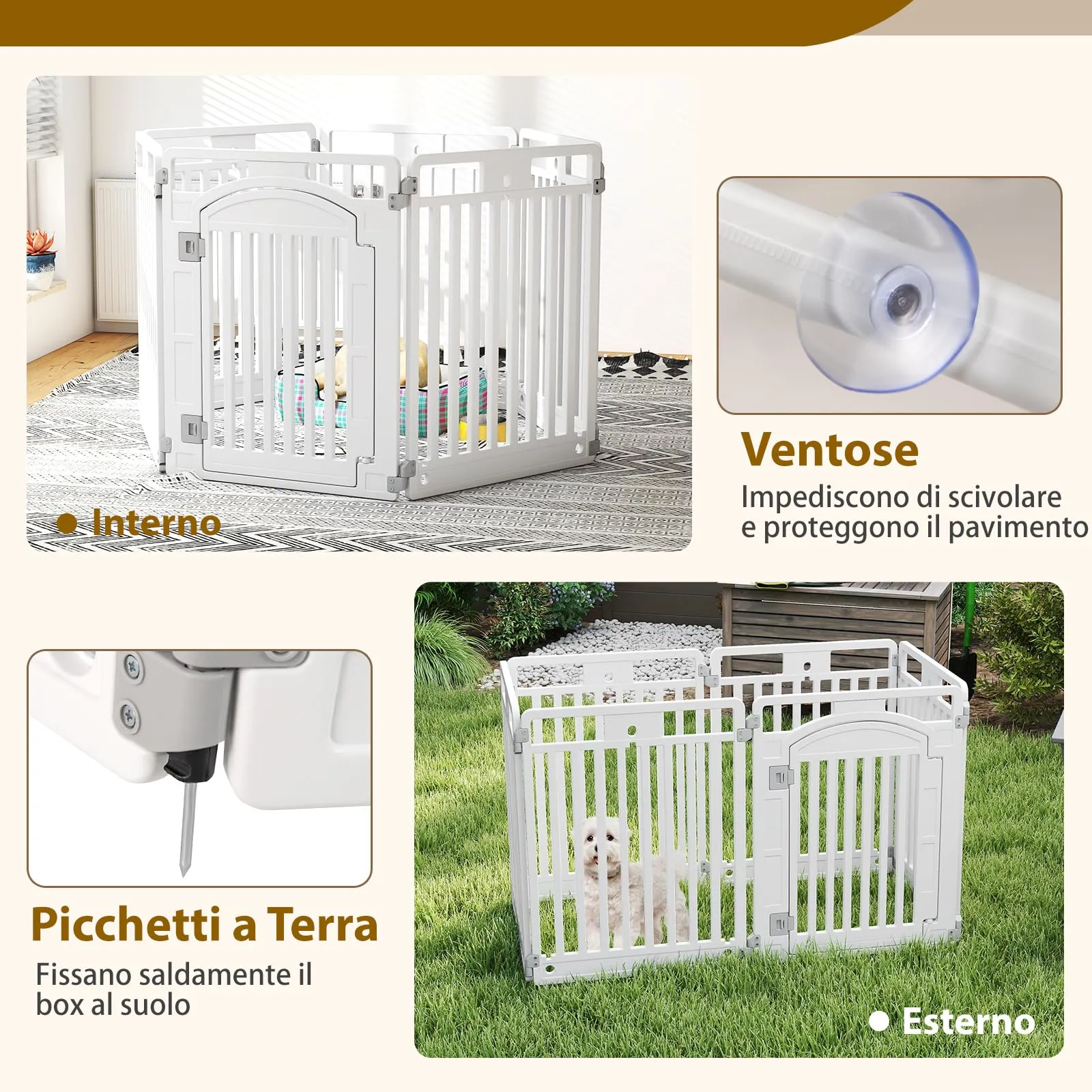 COSTWAY Recinto Pieghevole e Portatile per Cani a 6 Pannelli - immagine 9