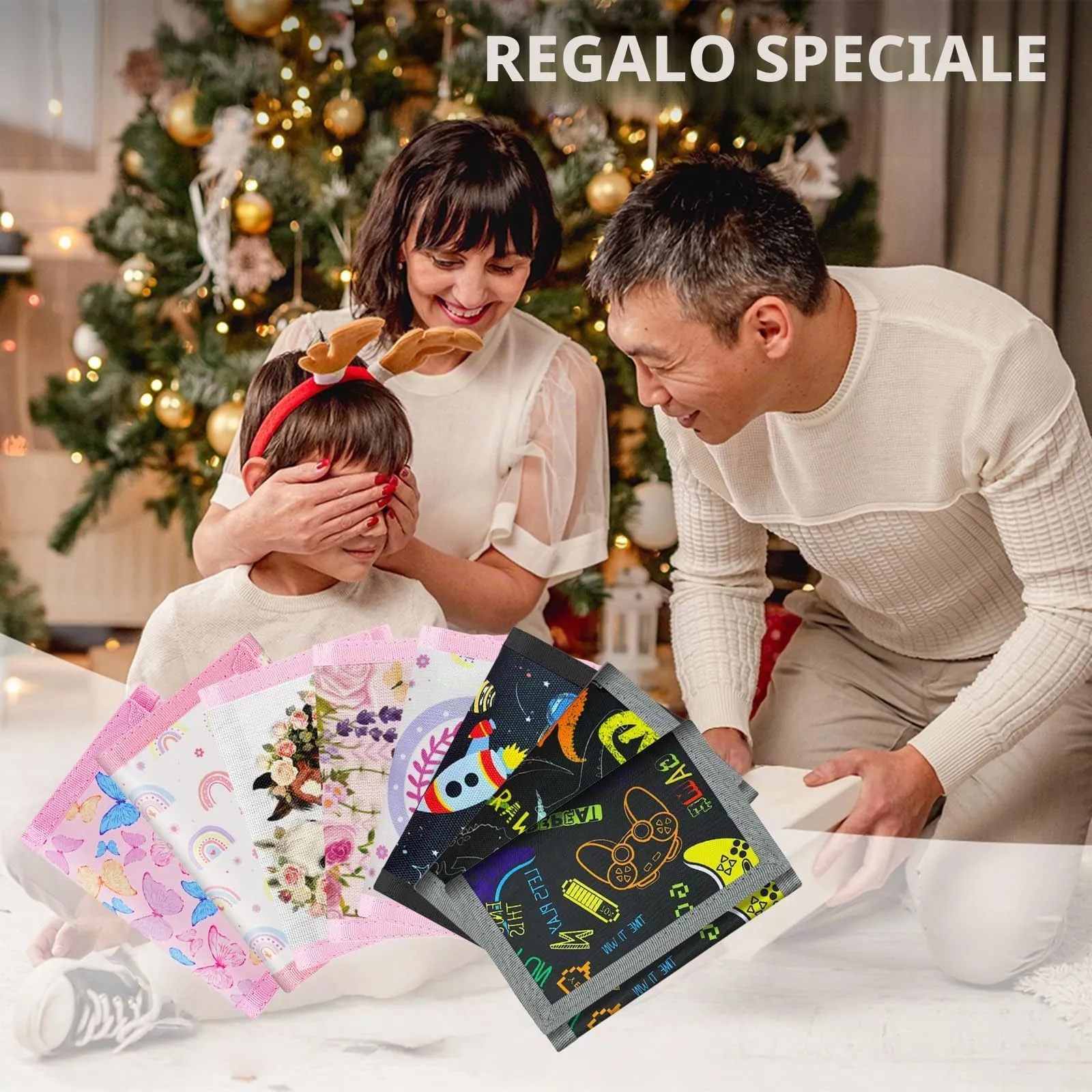 Aucuu Portafogli per Bambini, Portafoglio con Motivo Arcobaleno, Portamonete Bambino con Cinghie e Arcobaleno Portachiavi, Portafoglio a Tre Ante da Bambini, per Ragazzi Ragazze - immagine 6