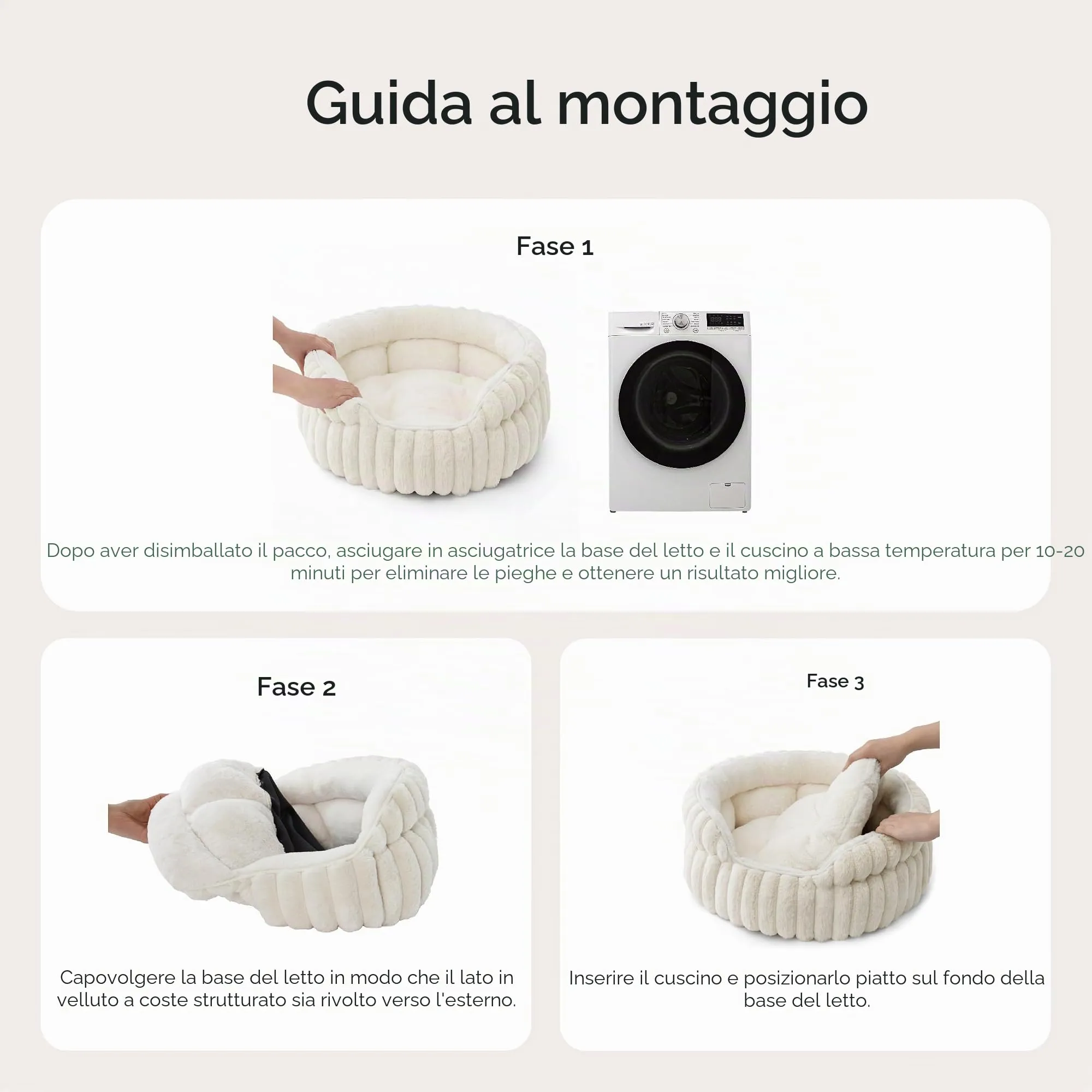 Bedsure Cuccia Gattino Cucciolo Lavabile Velluto a Coste Pile, 58x58cm - immagine 6
