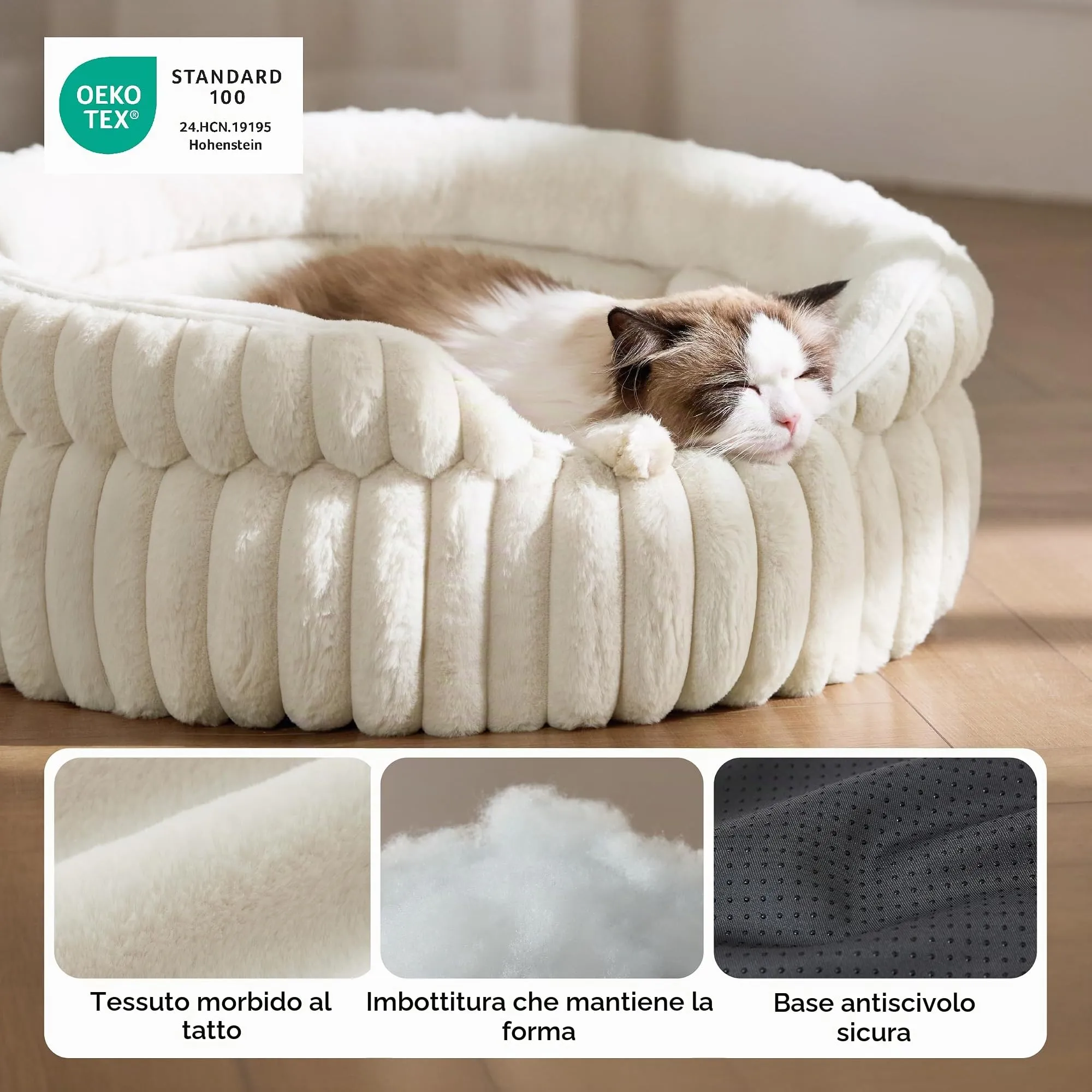 Bedsure Cuccia Gattino Cucciolo Lavabile Velluto a Coste Pile, 58x58cm - immagine 8