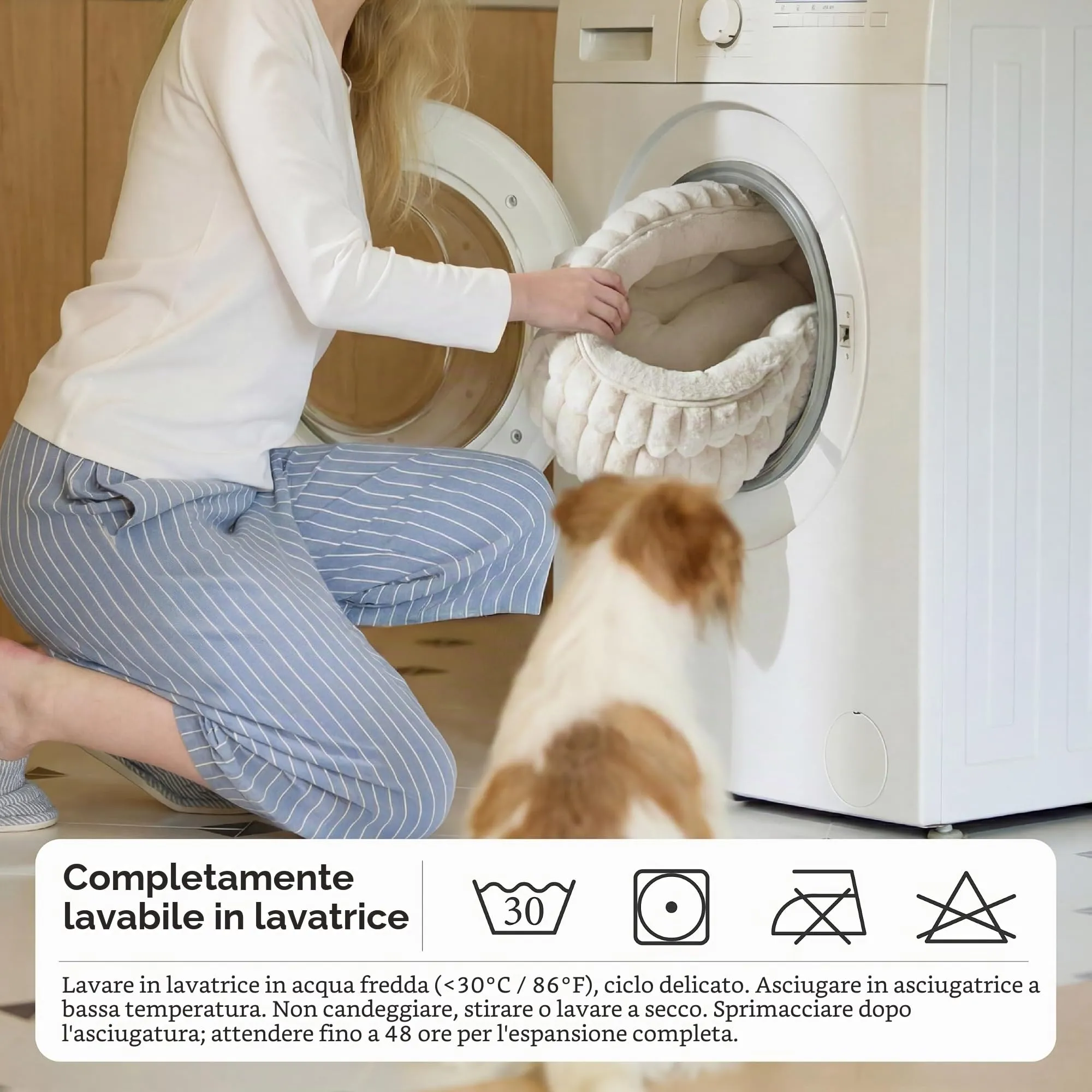 Bedsure Cuccia Gattino Cucciolo Lavabile Velluto a Coste Pile, 58x58cm - immagine 9