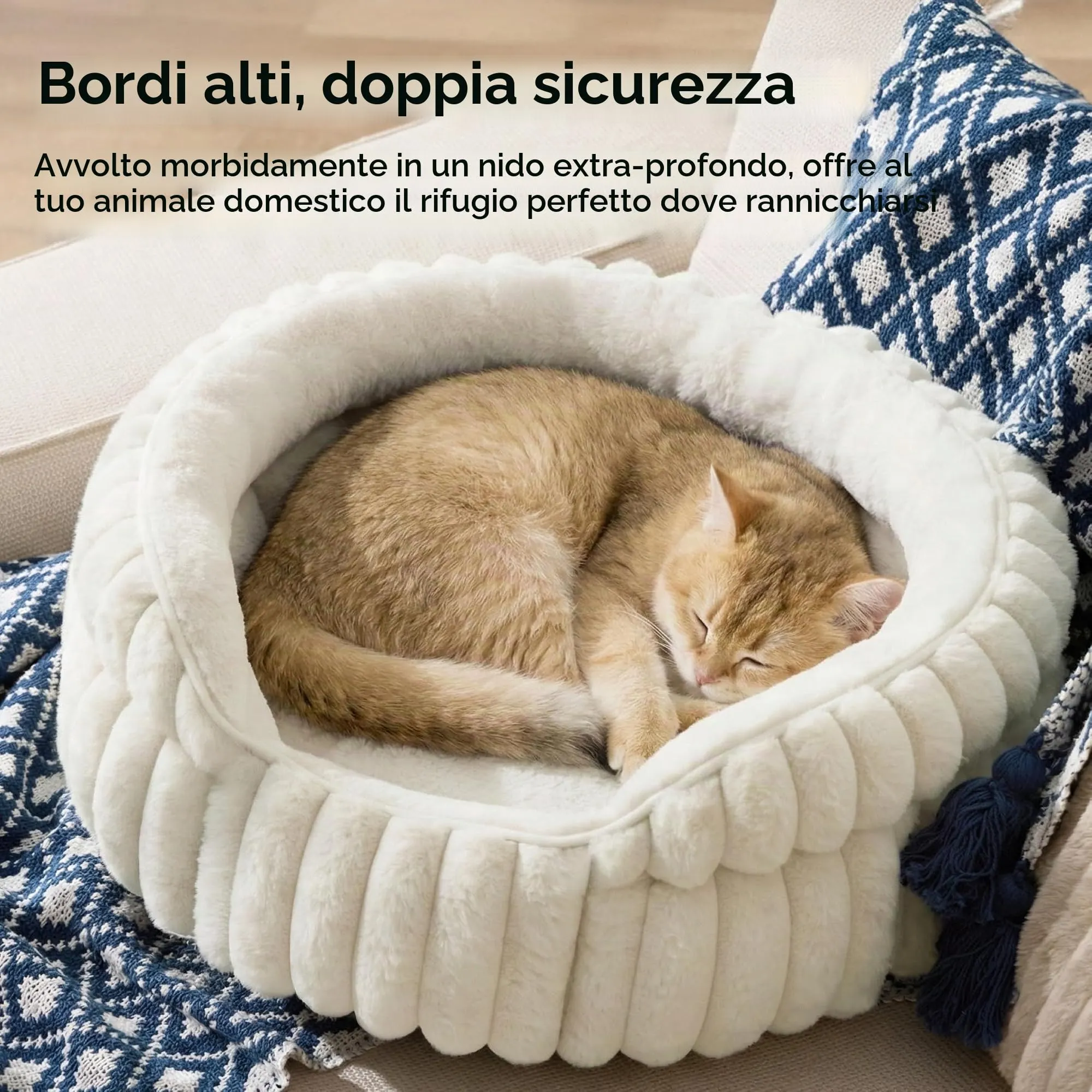 Bedsure Cuccia Gatto Cucciolo Lavabile Velluto a Coste Pile, 51x51cm - immagine 2