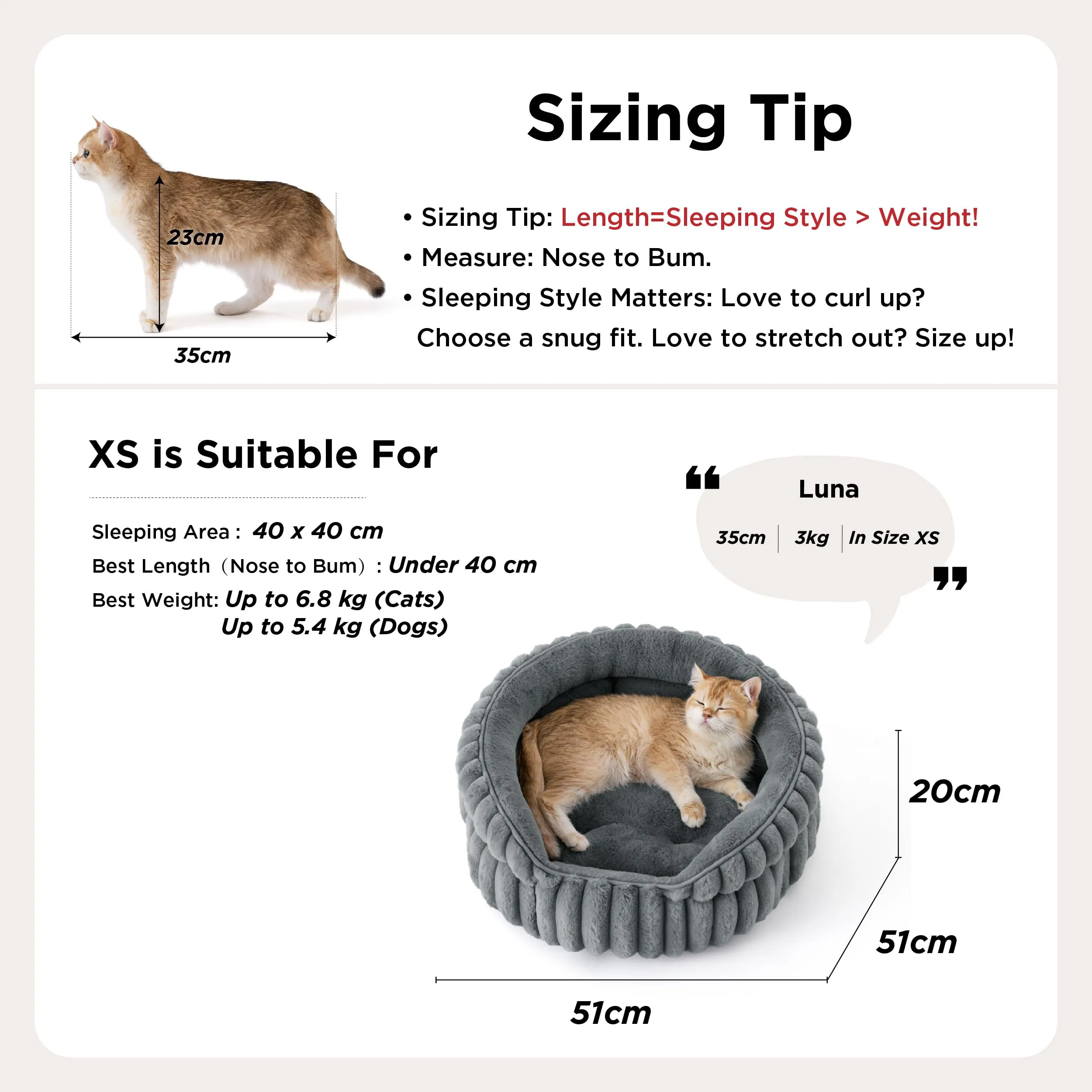 Bedsure Cuccia Gatto Cucciolo Lavabile Velluto a Coste Pile, 51x51cm - immagine 4