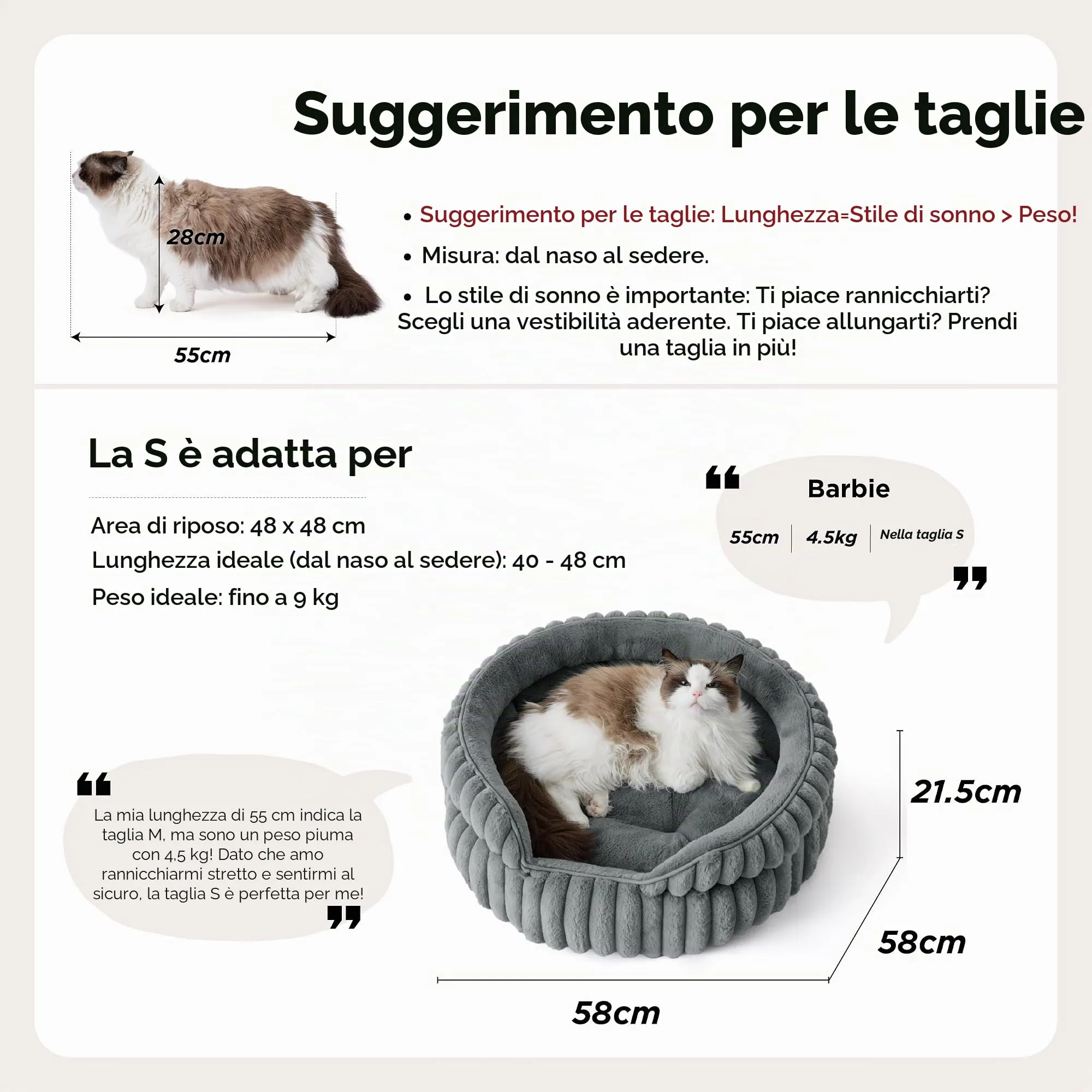Bedsure Cuccia Gattino Cucciolo Lavabile Velluto a Coste Pile, 58x58cm - immagine 4