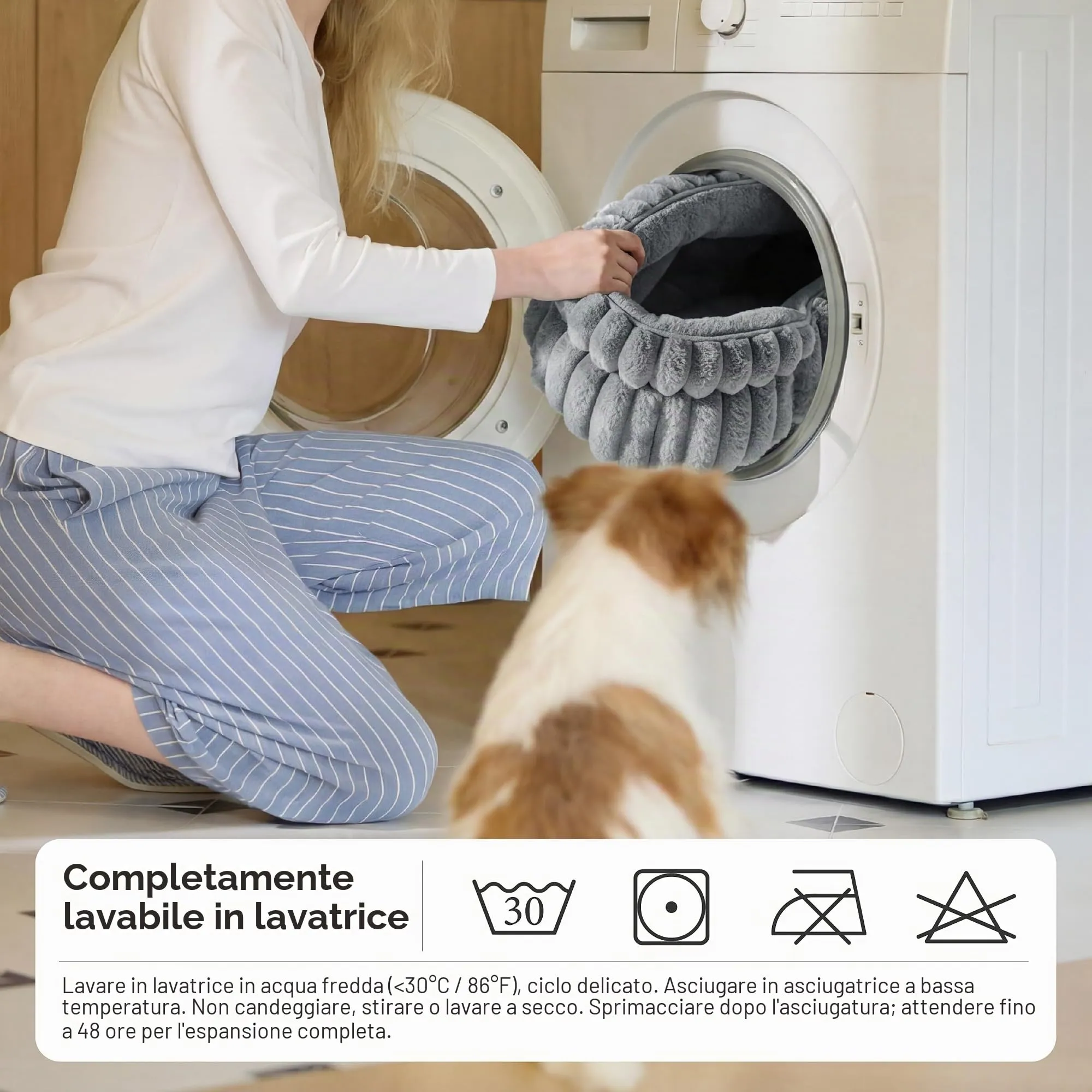 Bedsure Cuccia Gattino Cucciolo Lavabile Velluto a Coste Pile, 58x58cm - immagine 9