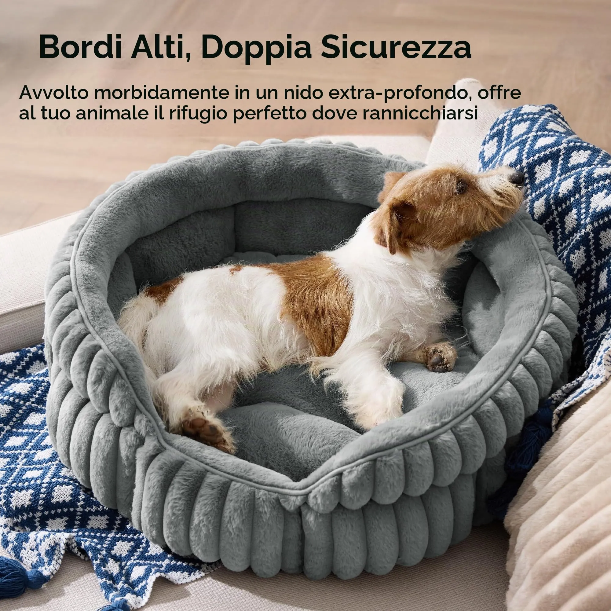 Bedsure Cuccia Cagnolino Cucciolo Lavabile Velluto a Coste Pile, 66x66cm - immagine 2
