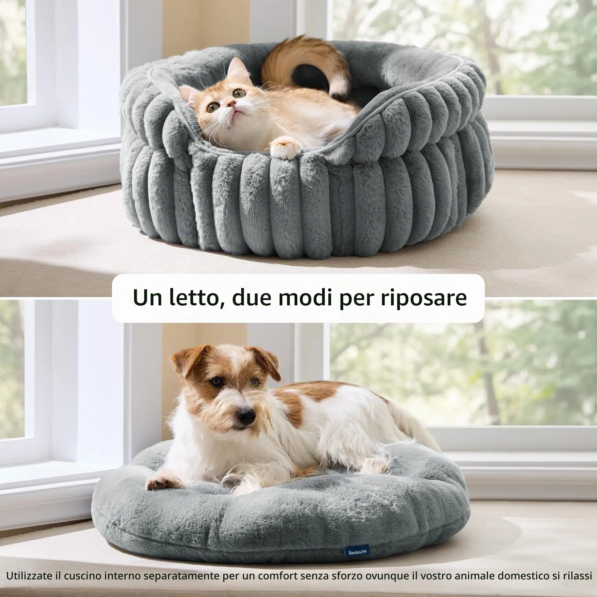 Bedsure Cuccia Cagnolino Cucciolo Lavabile Velluto a Coste Pile, 66x66cm - immagine 3