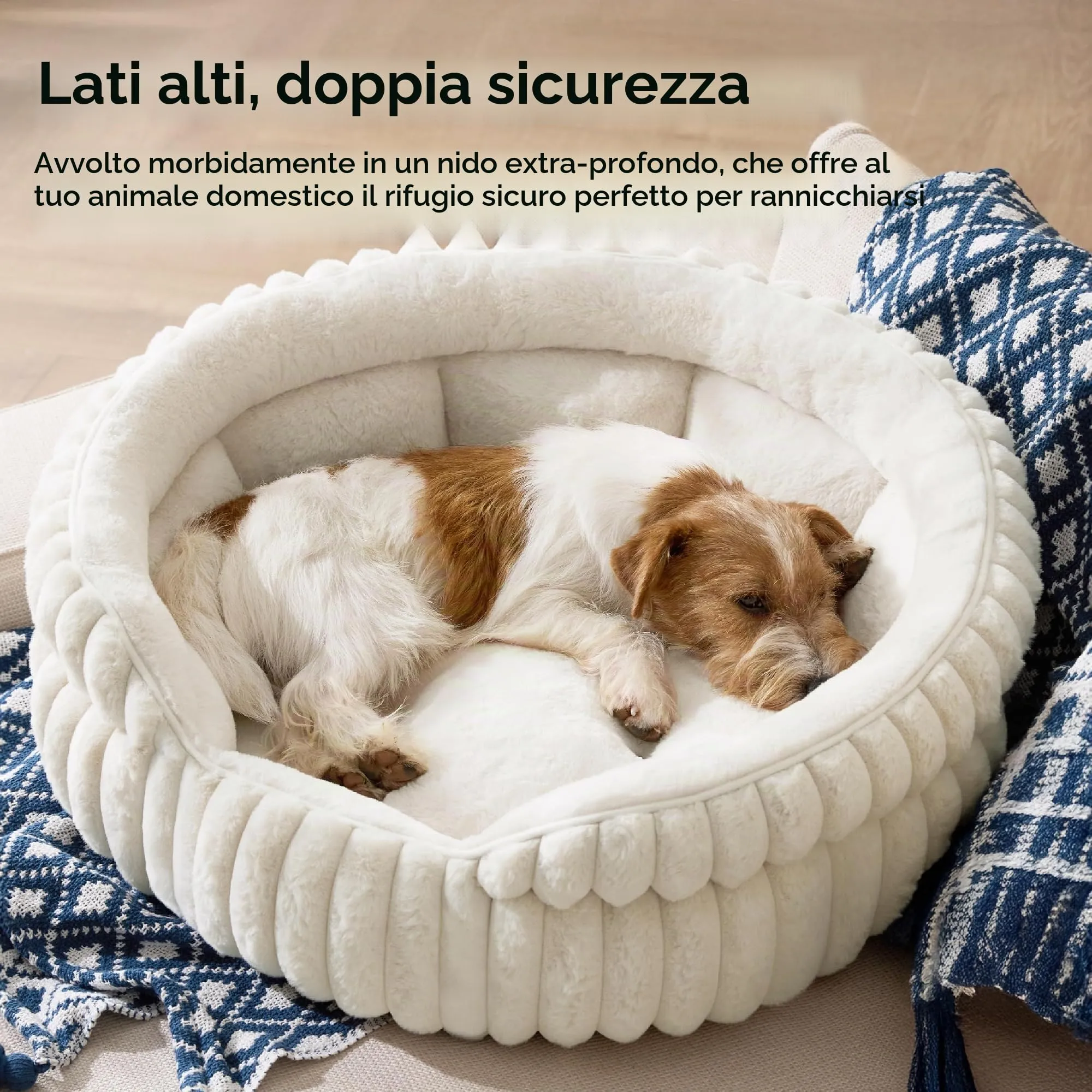 Bedsure Cuccia Cagnolino Cucciolo Lavabile Velluto a Coste Pile, 66x66cm - immagine 2
