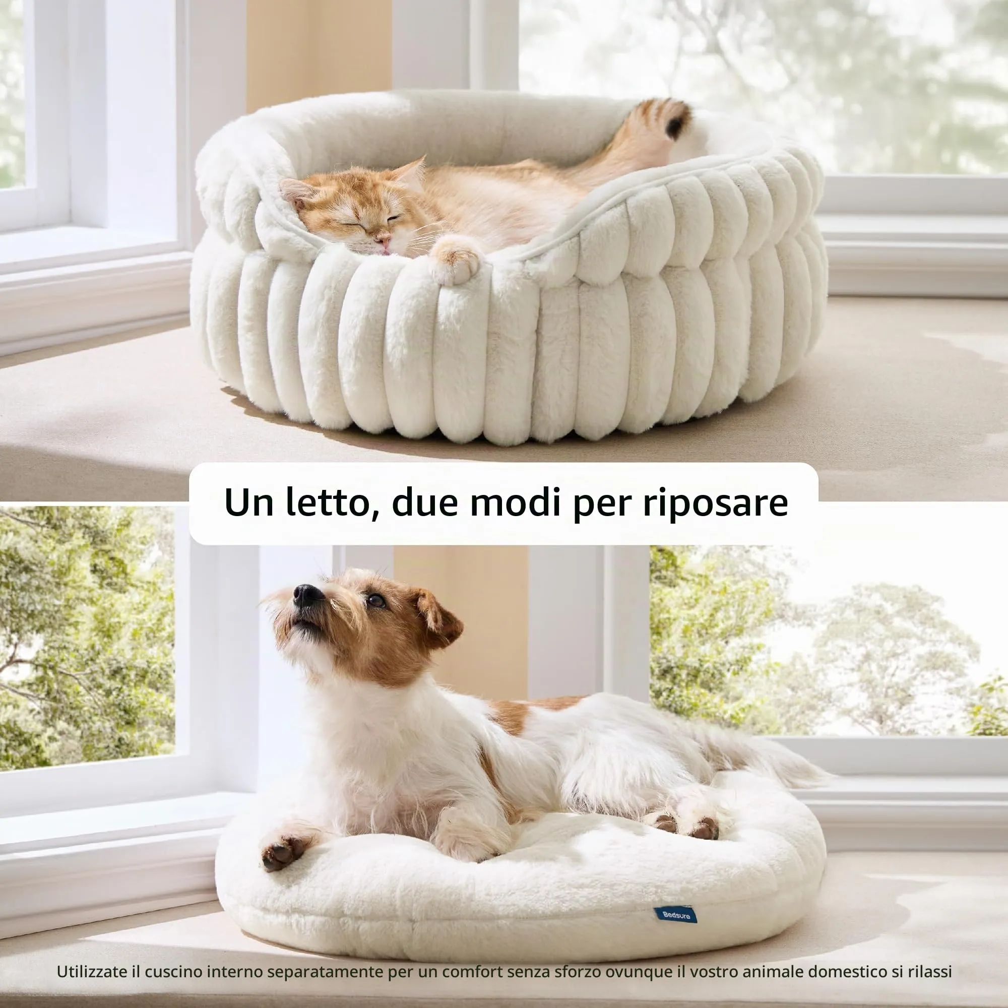 Bedsure Cuccia Cagnolino Cucciolo Lavabile Velluto a Coste Pile, 66x66cm - immagine 3