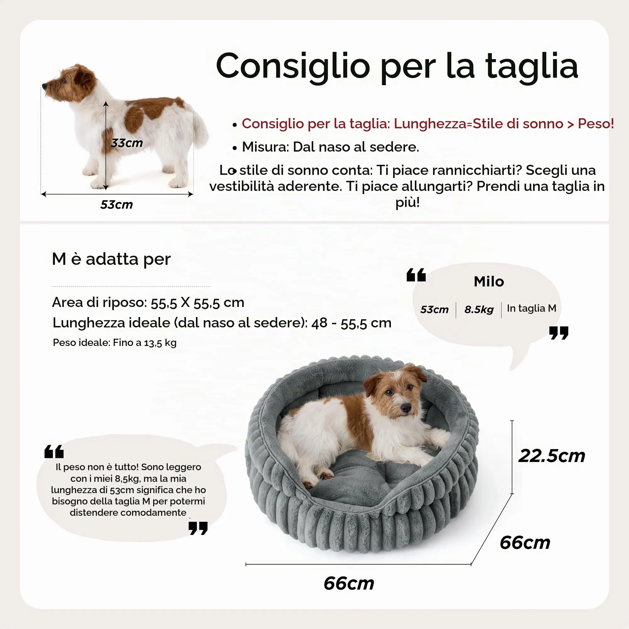 Bedsure Cuccia Cagnolino Cucciolo Lavabile Velluto a Coste Pile, 66x66cm - immagine 4