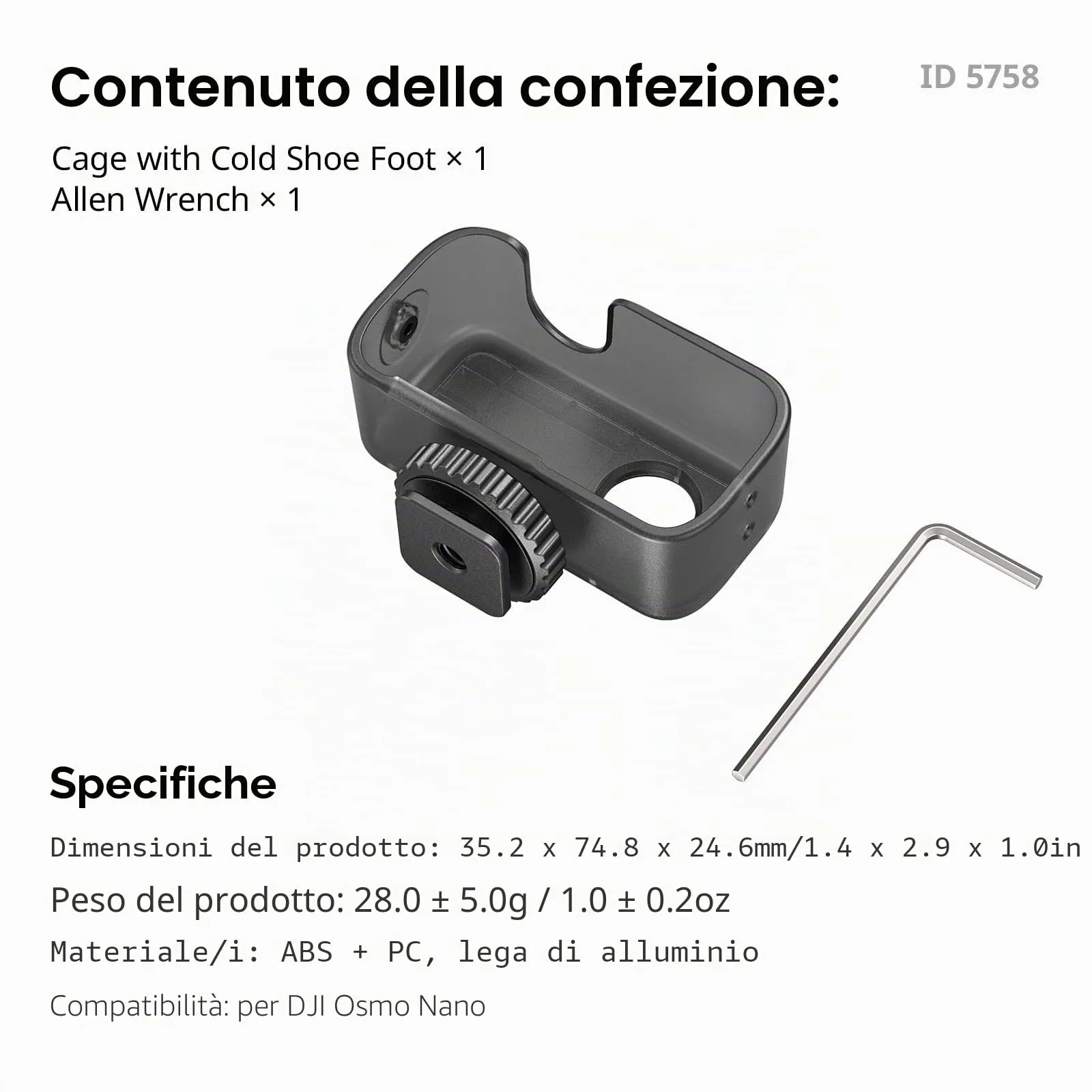 SmallRig Gabbia per DJI Osmo Nano Orizzontale/Verticale - 5758 - immagine 6