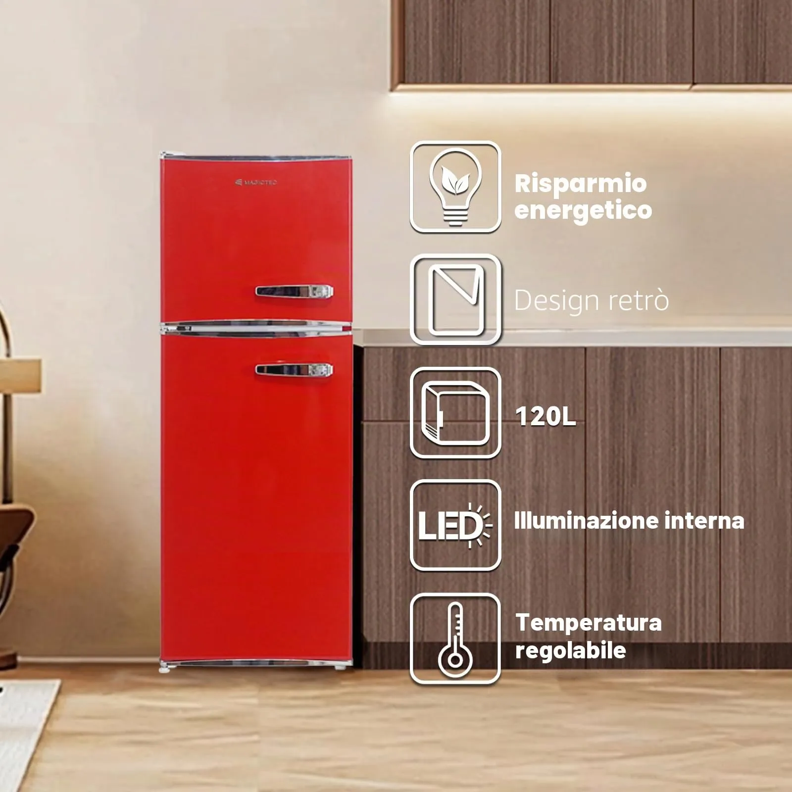 magictec Frigorifero Retro con Congelatore 120L | Low Frost | Stile Vintage - immagine 9
