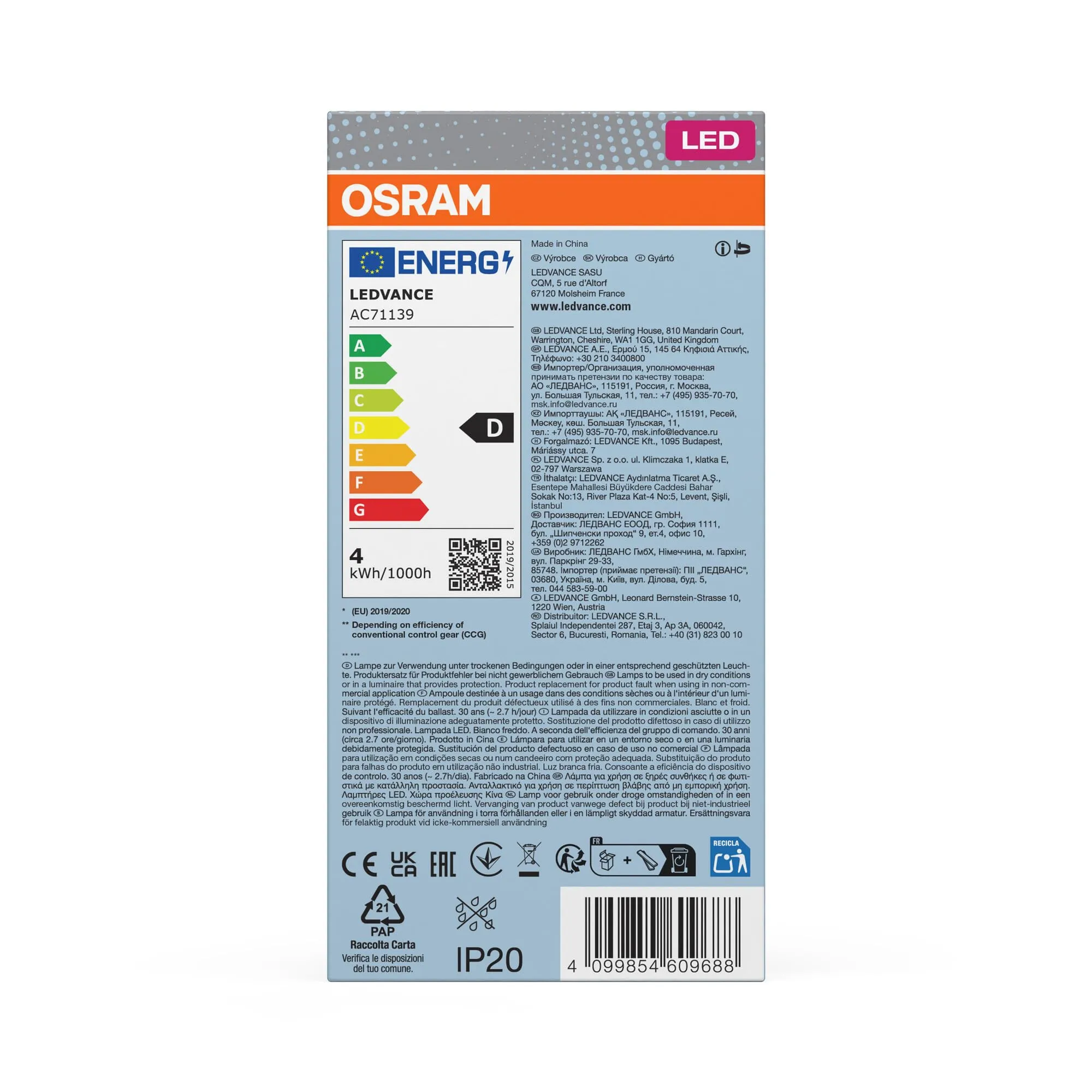 OSRAM DULUX S9 Lampada Compatta LED 4W G23 4000K - immagine 3