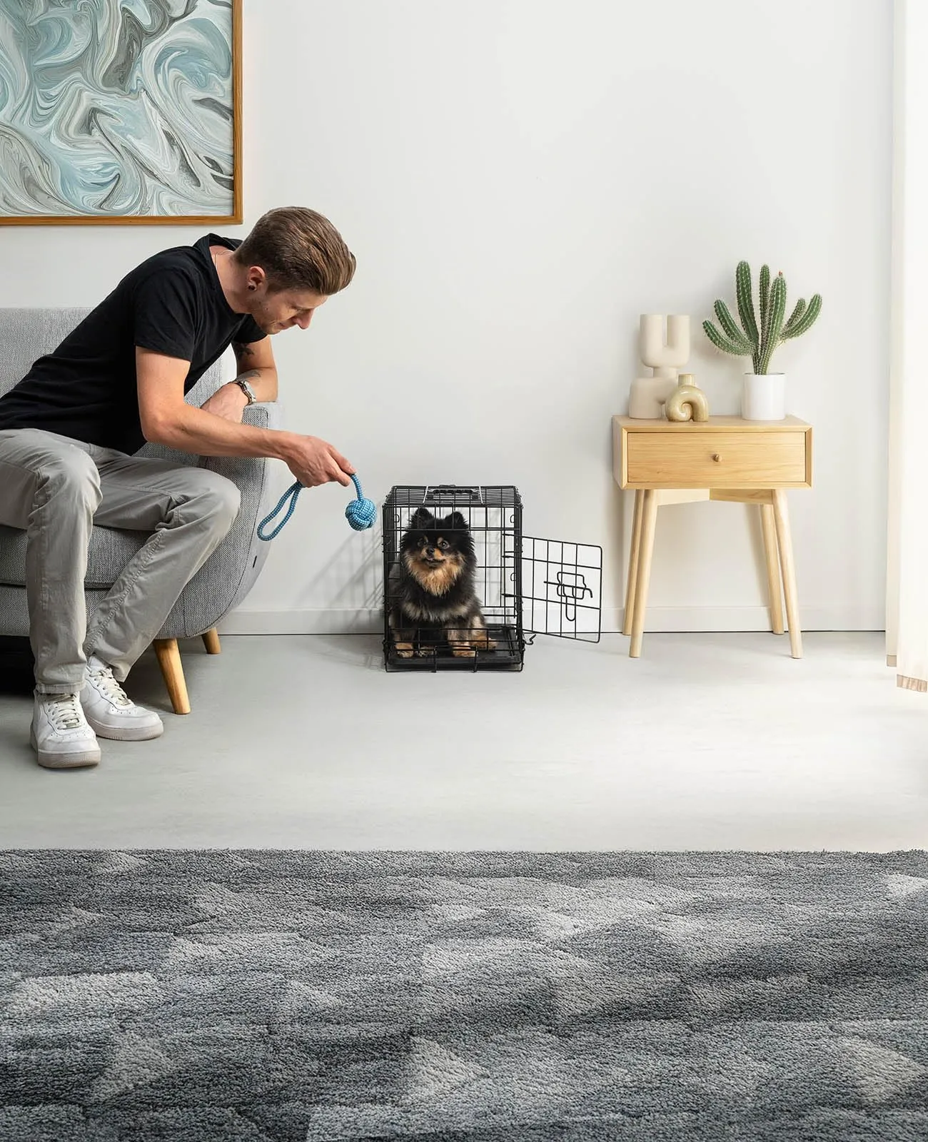 lionto Gabbia per Cani e Gatti, Pieghevole, 45 x 31 x 36 cm, Nero - immagine 2