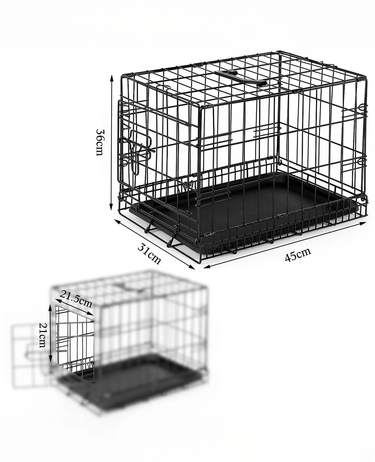 lionto Gabbia per Cani e Gatti, Pieghevole, 45 x 31 x 36 cm, Nero - immagine 5