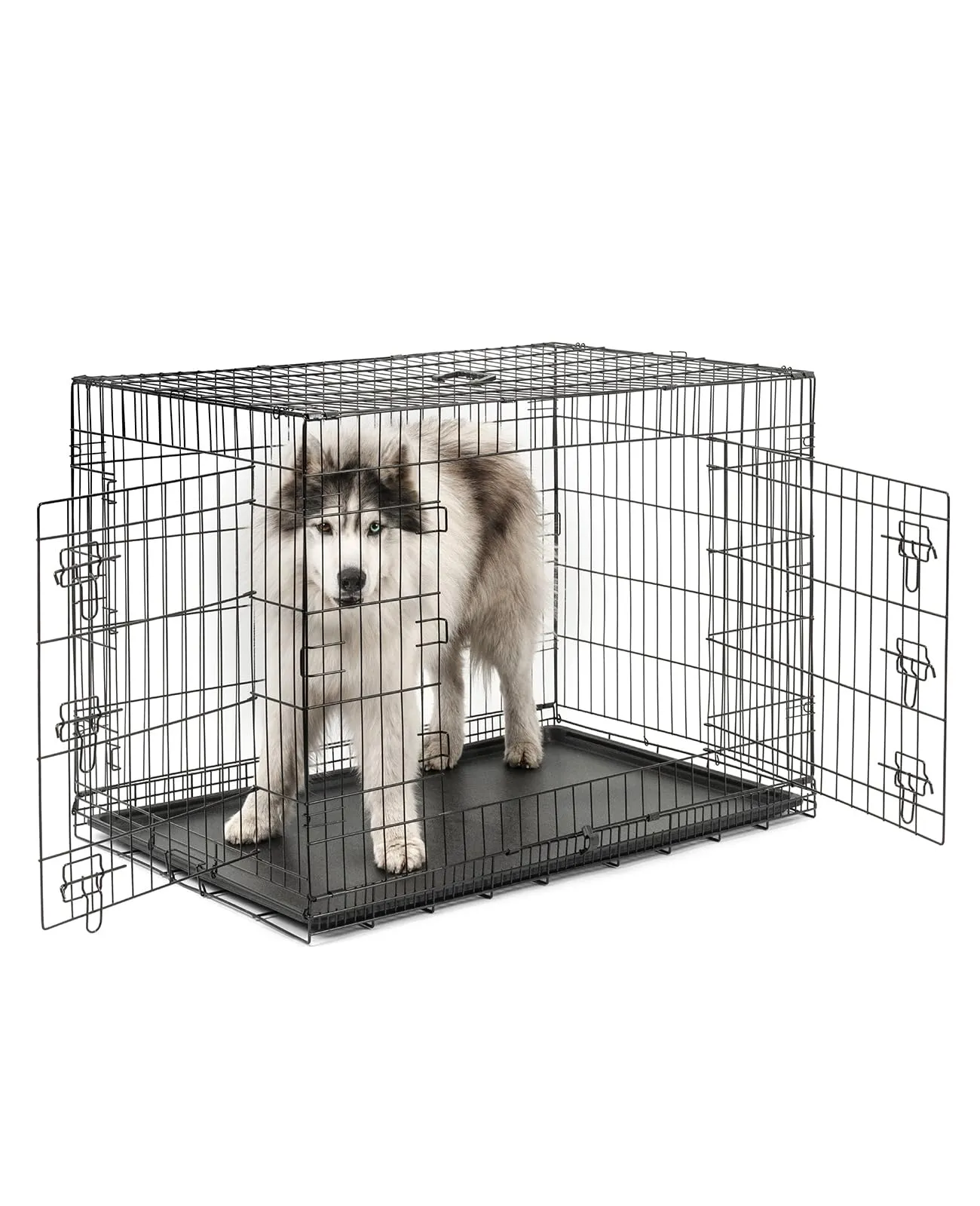 lionto Gabbia per Cani e Gatti, Pieghevole, 106 x 71 x 77 cm, Nero - immagine 1