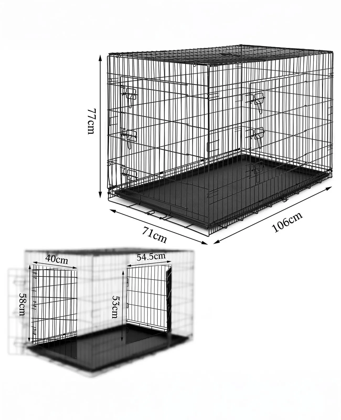 lionto Gabbia per Cani e Gatti, Pieghevole, 106 x 71 x 77 cm, Nero - immagine 5