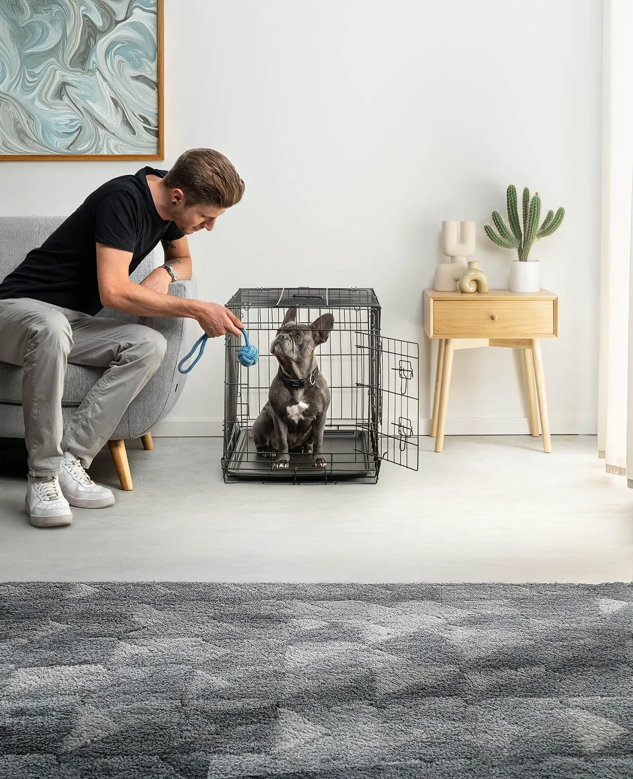 lionto Gabbia per Cani e Gatti, Pieghevole, 76 x 49 x 56 cm, Nero - immagine 2