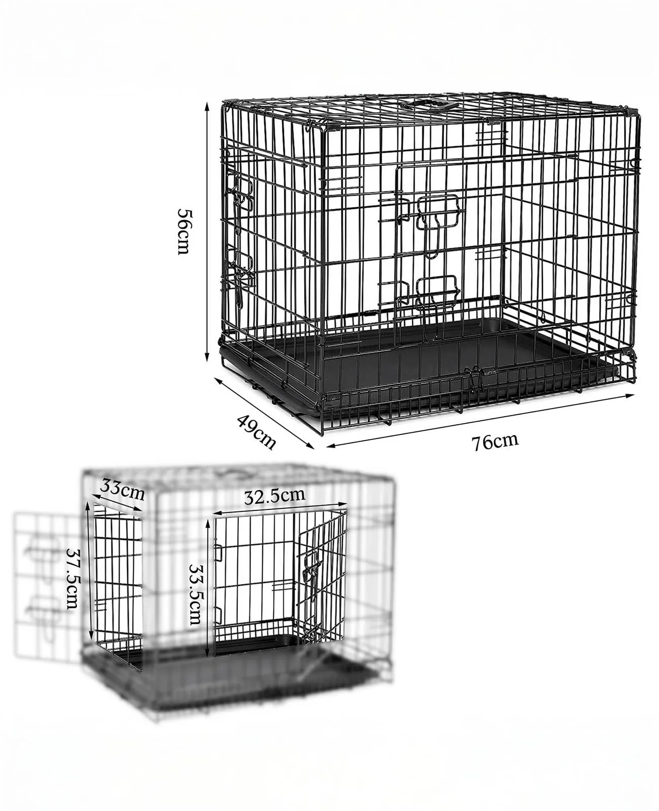 lionto Gabbia per Cani e Gatti, Pieghevole, 76 x 49 x 56 cm, Nero - immagine 5